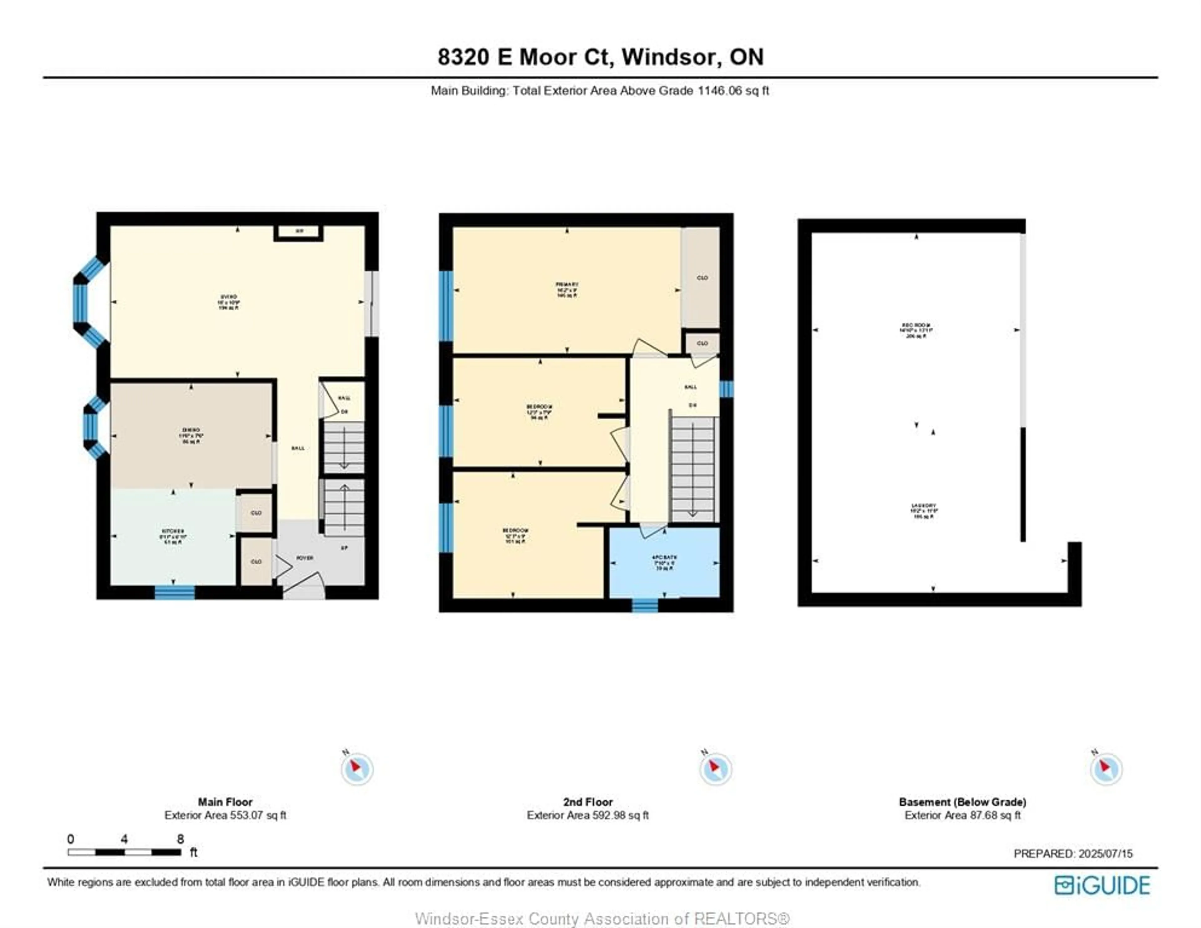 Floor plan for 8320 East Moor Court, Windsor Ontario N8S 4M7