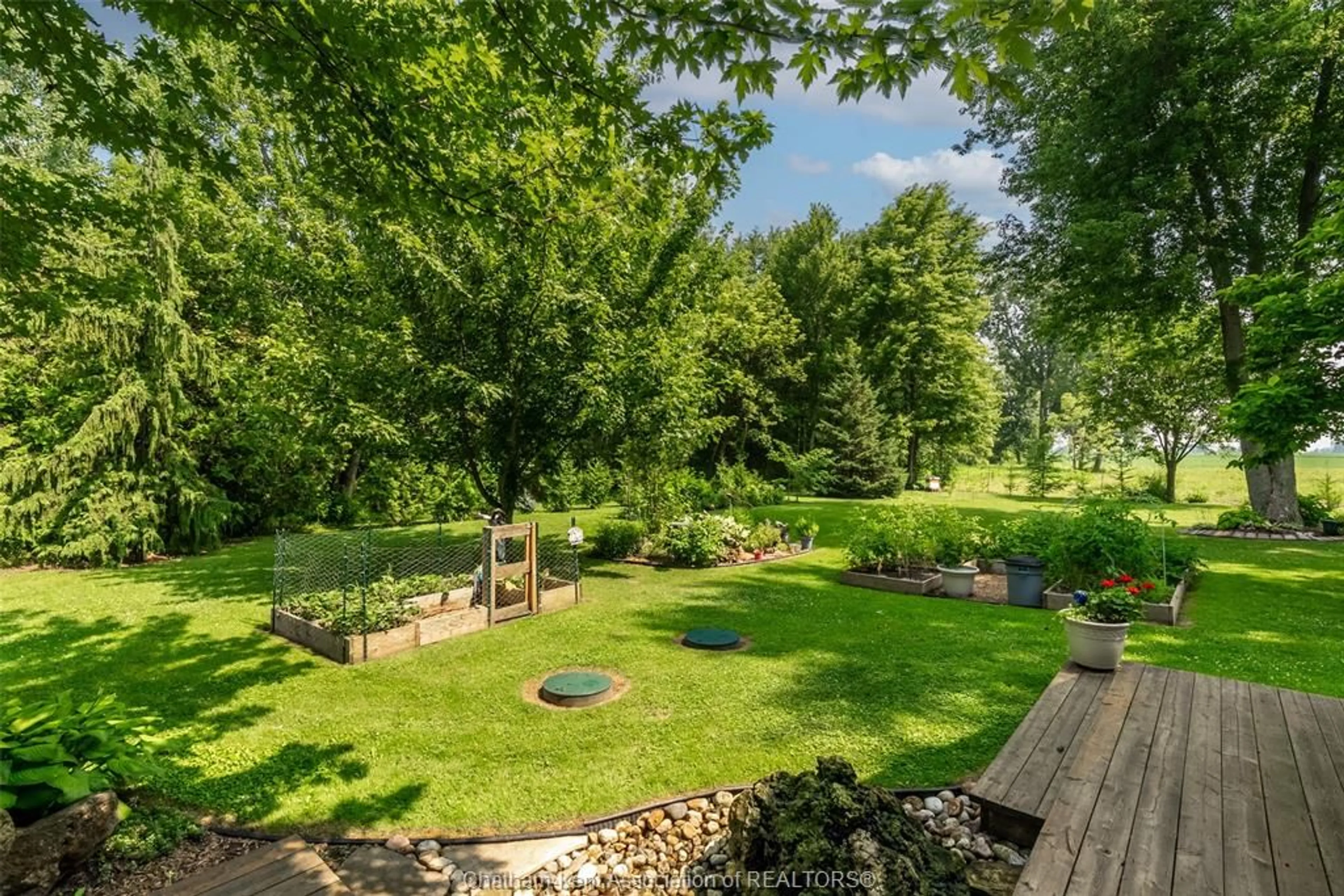 A pic from outside/outdoor area/front of a property/back of a property/a pic from drone, forest/trees view for 22913 Harwich Rd, Chatham Ontario N7M 5J4