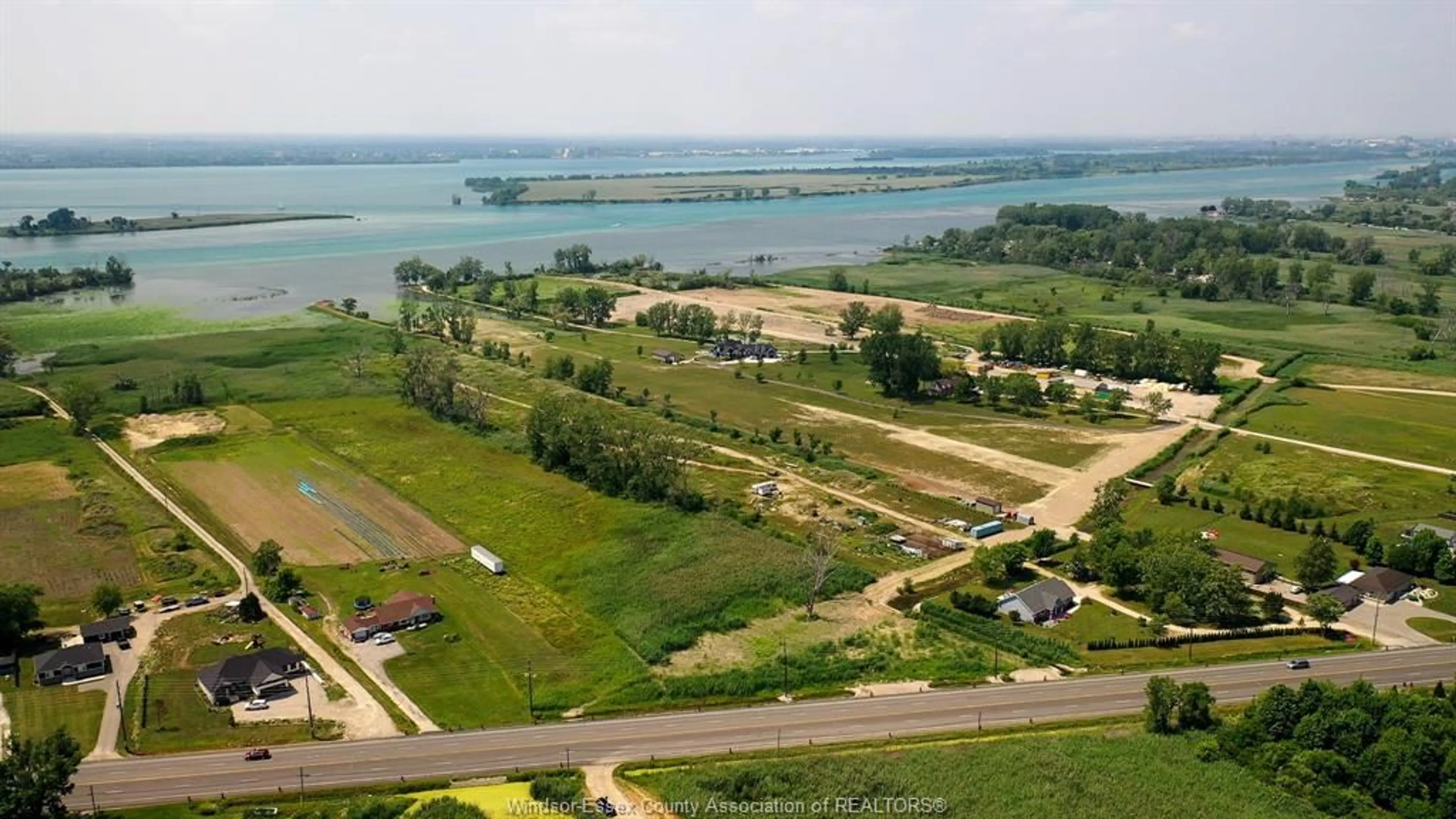 A pic from outside/outdoor area/front of a property/back of a property/a pic from drone, water/lake/river/ocean view for V/L FRONT Rd, Amherstburg Ontario N9V 3R3