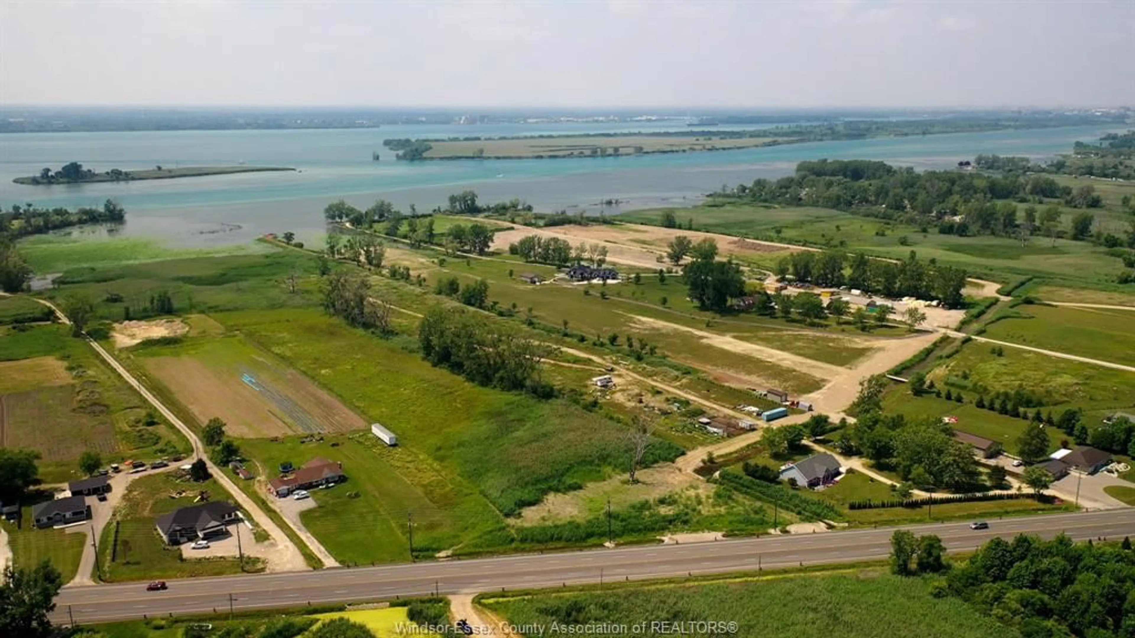 A pic from outside/outdoor area/front of a property/back of a property/a pic from drone, water/lake/river/ocean view for V/L FRONT Rd, Amherstburg Ontario N9V 3R3