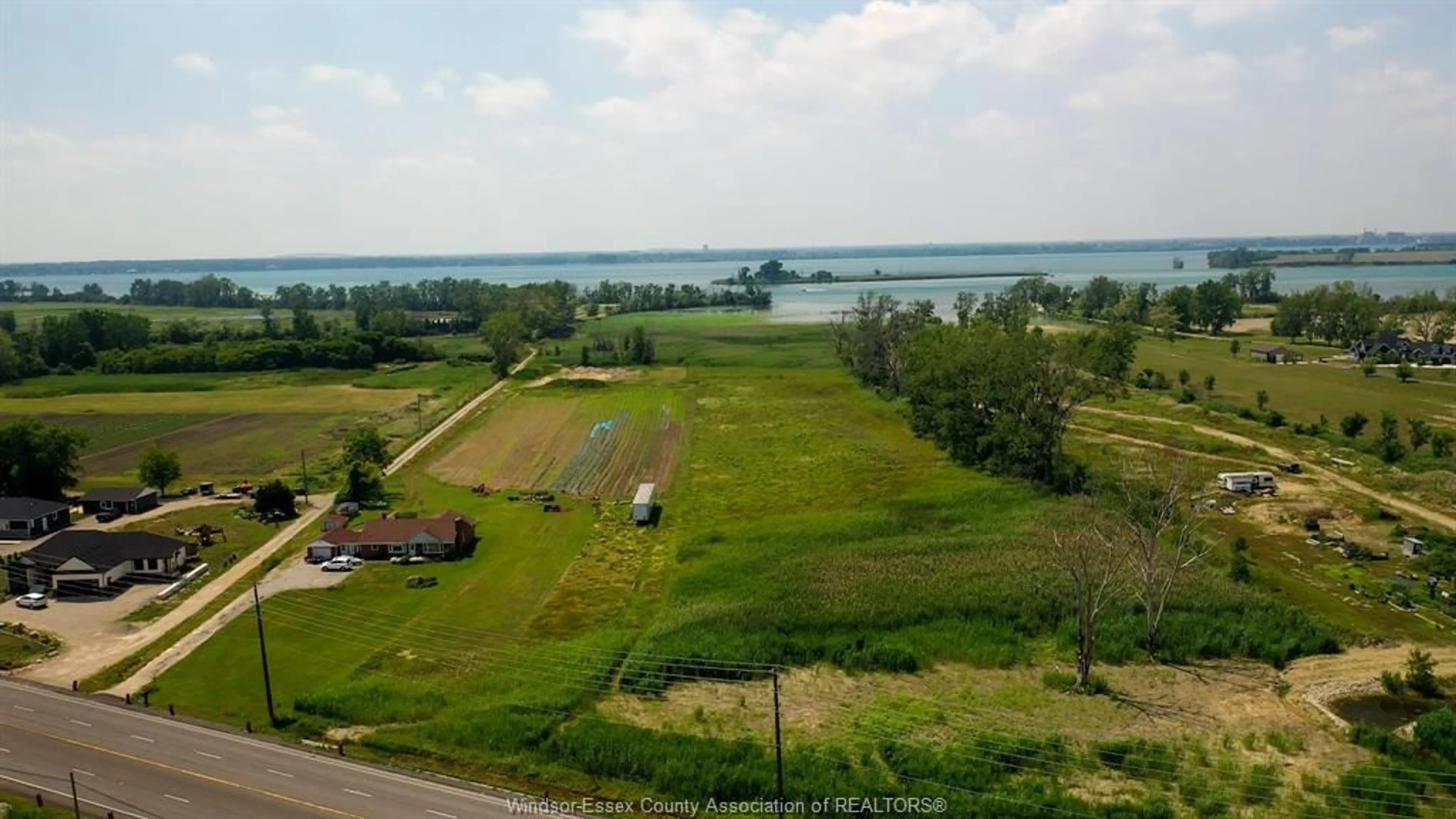 A pic from outside/outdoor area/front of a property/back of a property/a pic from drone, water/lake/river/ocean view for V/L FRONT Rd, Amherstburg Ontario N9V 3R3