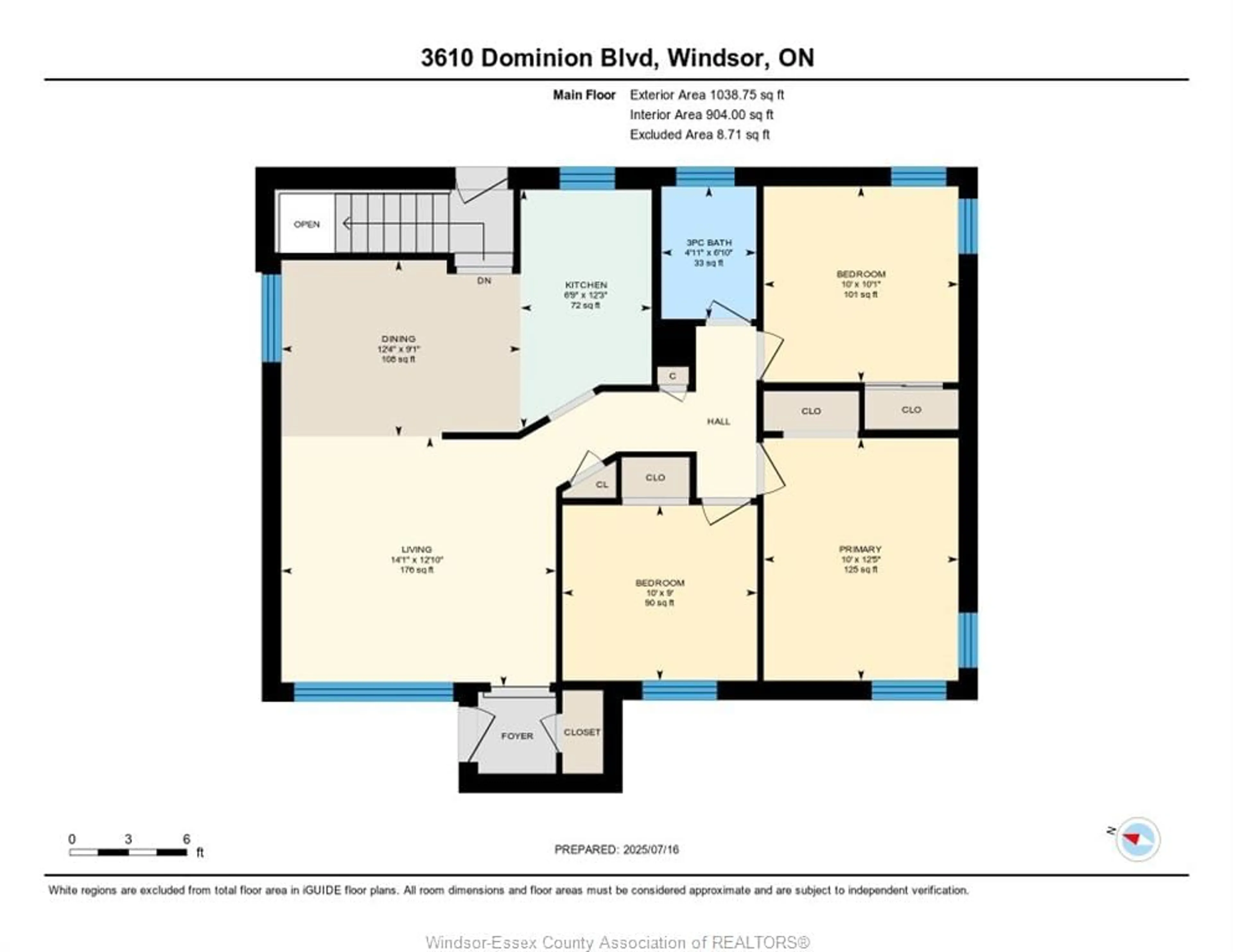 Floor plan for 3610 DOMINION, Windsor Ontario N9E 2P3