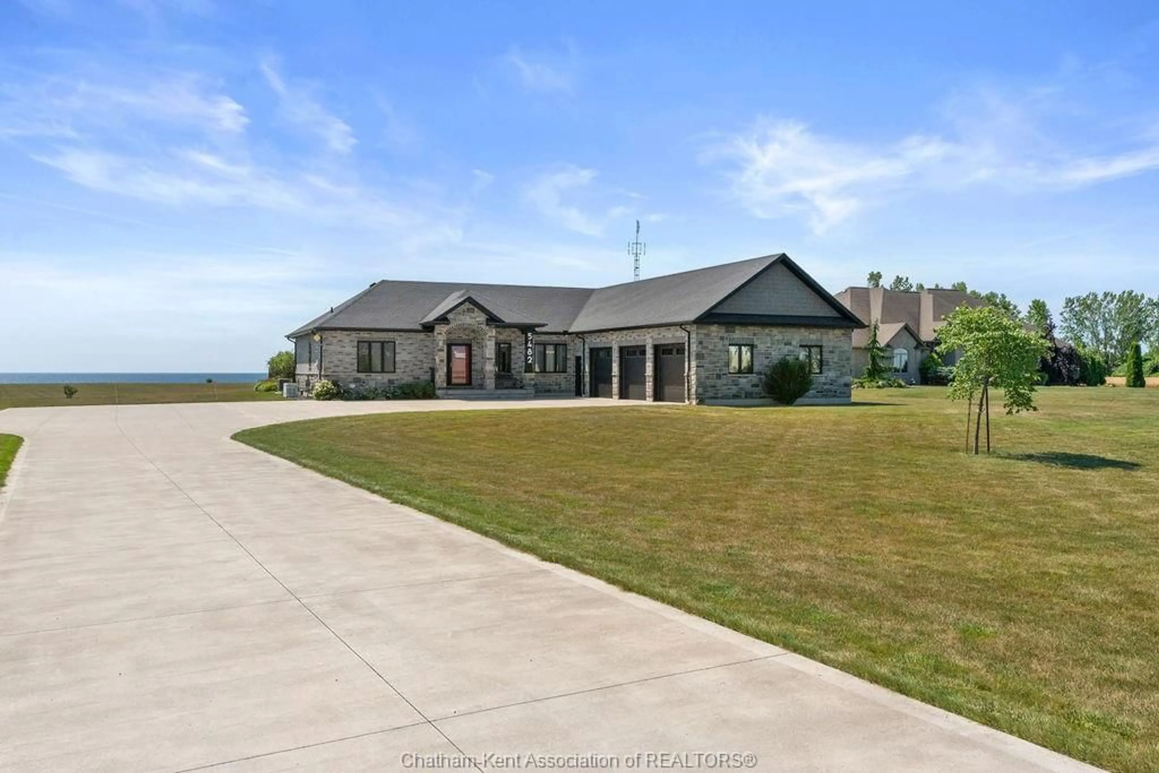 A pic from outside/outdoor area/front of a property/back of a property/a pic from drone, water/lake/river/ocean view for 5482 Talbot Trail, Merlin Ontario N0P 1W0