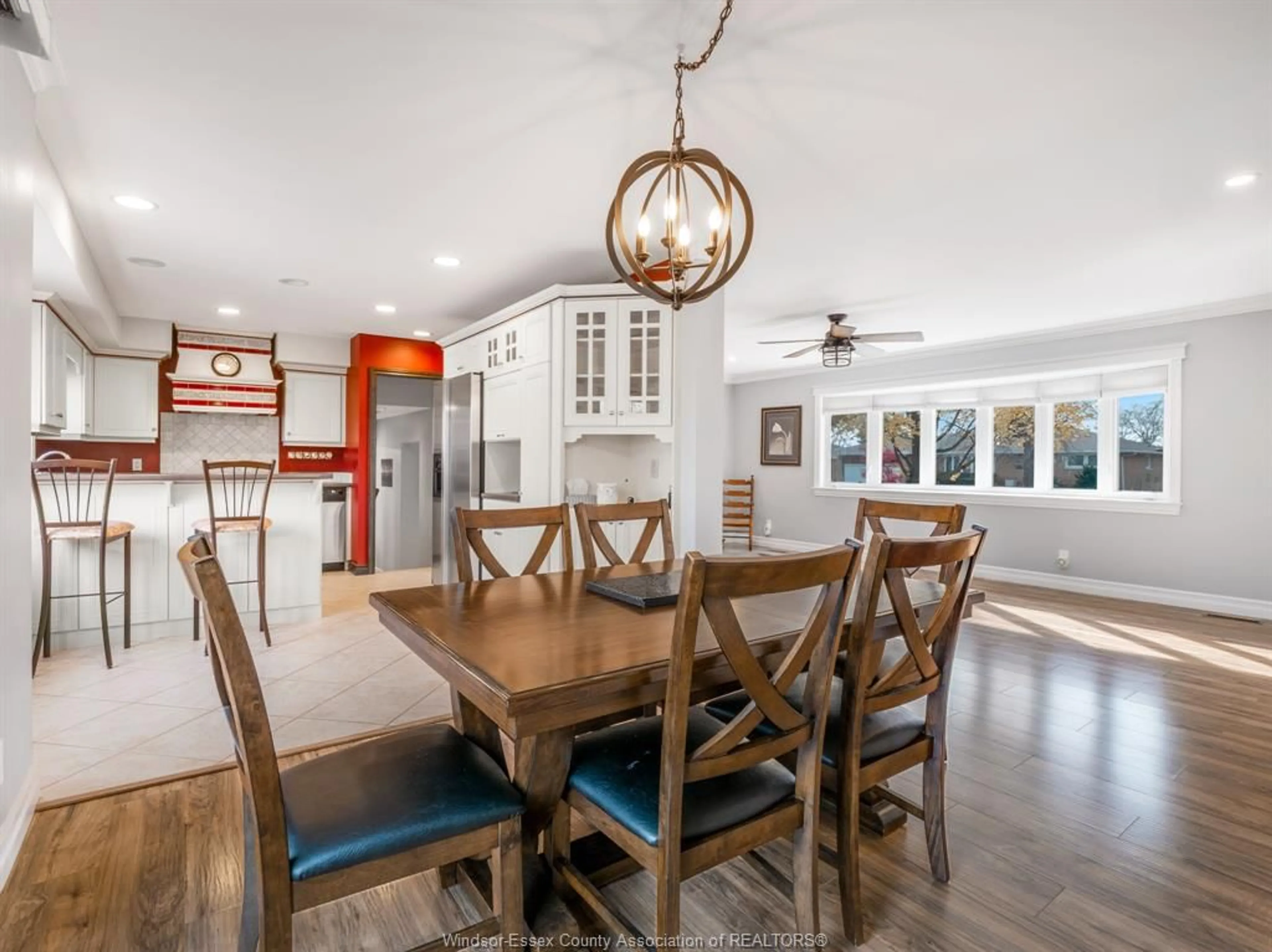 Open concept kitchen, wood/laminate floor for 2352 LEONARD Rd, Windsor Ontario N8W 4L7