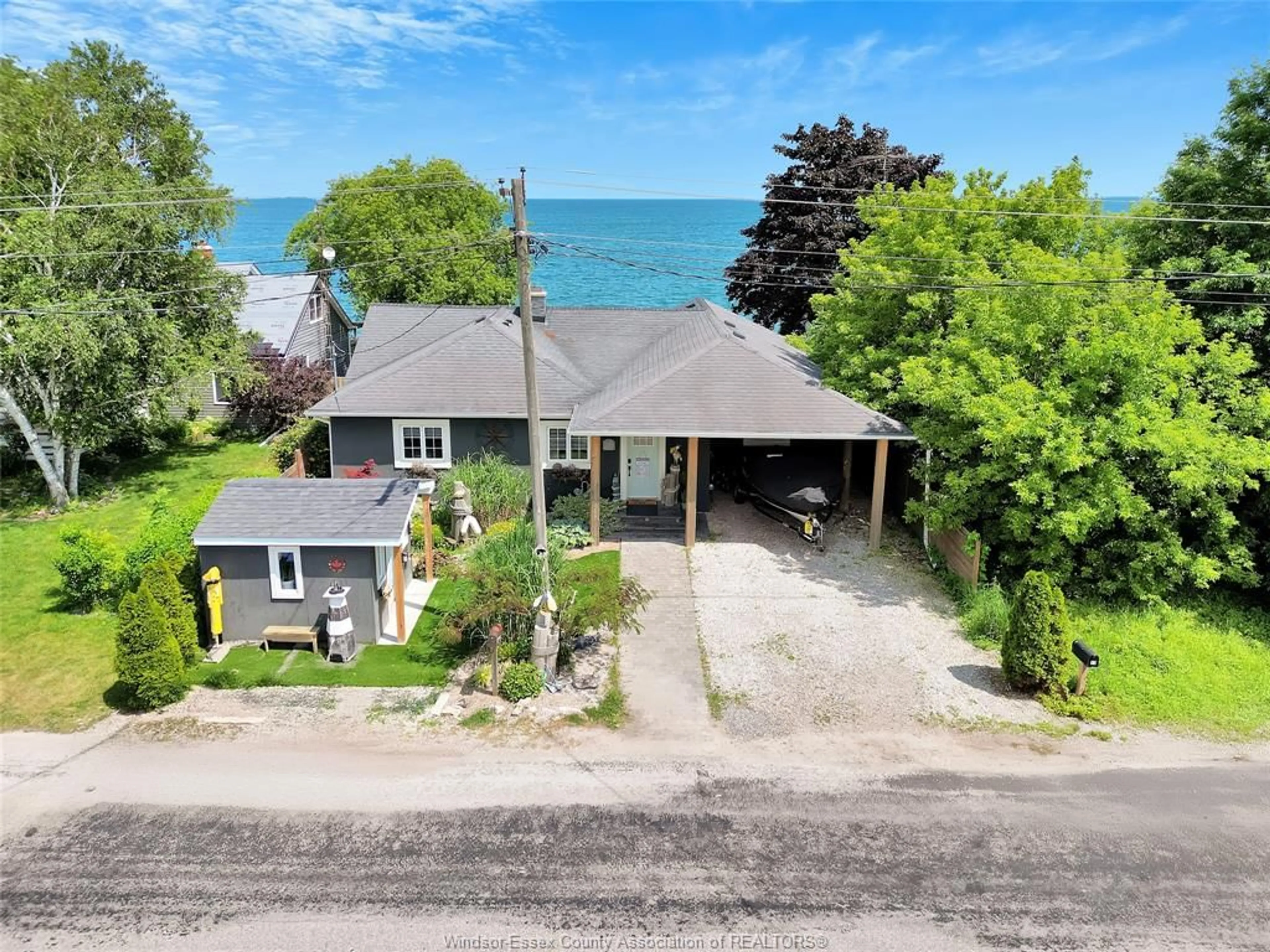 A pic from outside/outdoor area/front of a property/back of a property/a pic from drone, water/lake/river/ocean view for 72 PULLEY Rd, Leamington Ontario N0P 2P0