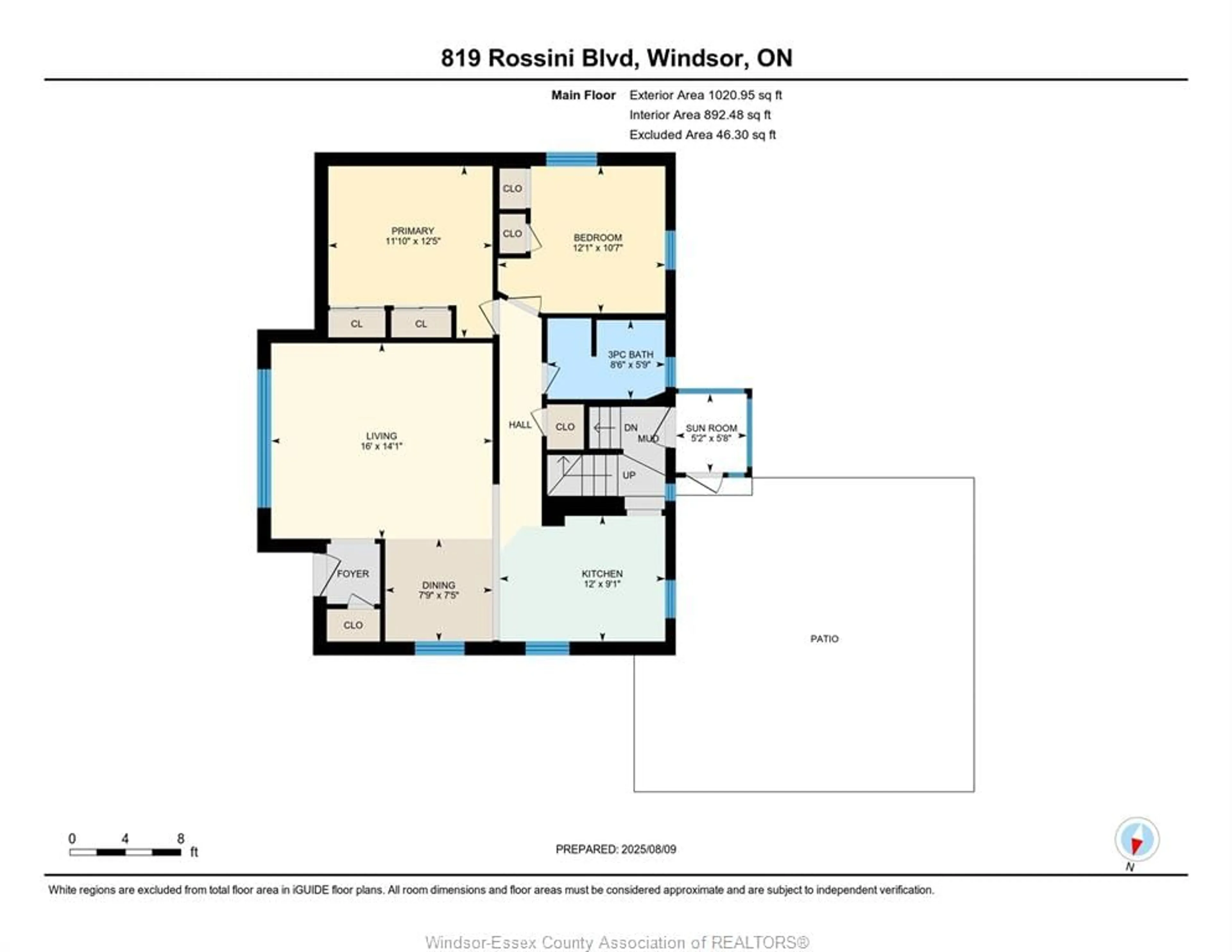 Floor plan for 819 ROSSINI Blvd, Windsor Ontario N8Y 2Z2