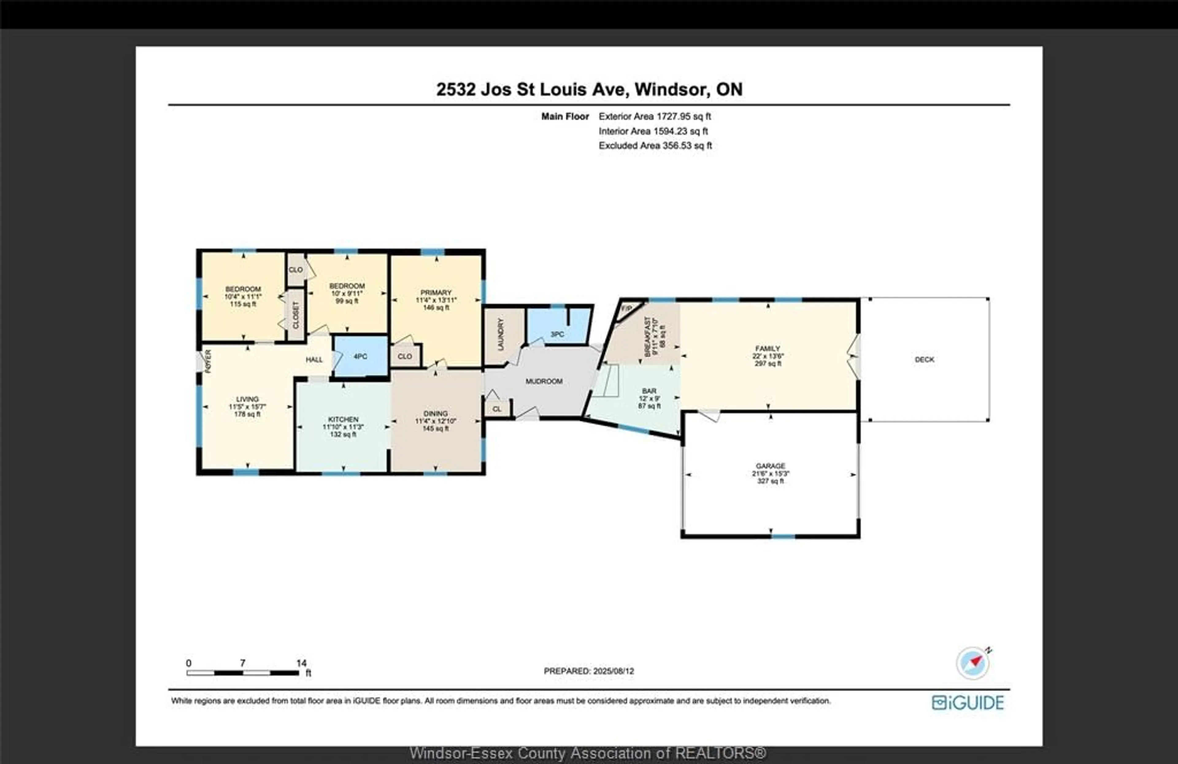 Floor plan for 2532 Jos St Louis Ave, Windsor Ontario N8T 2M5