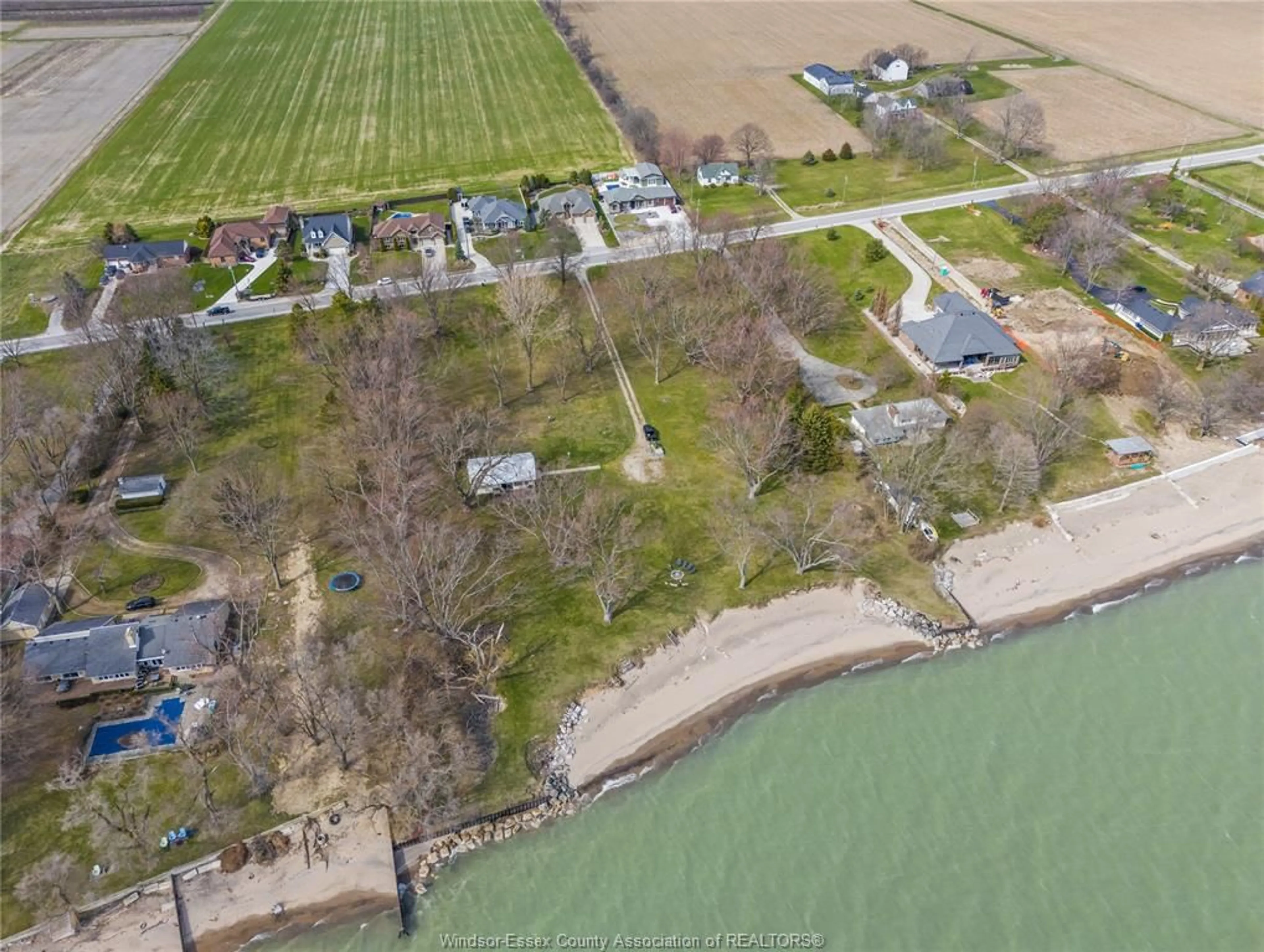 A pic from outside/outdoor area/front of a property/back of a property/a pic from drone, water/lake/river/ocean view for V/L HERITAGE Rd, Kingsville Ontario N9Y 2E6