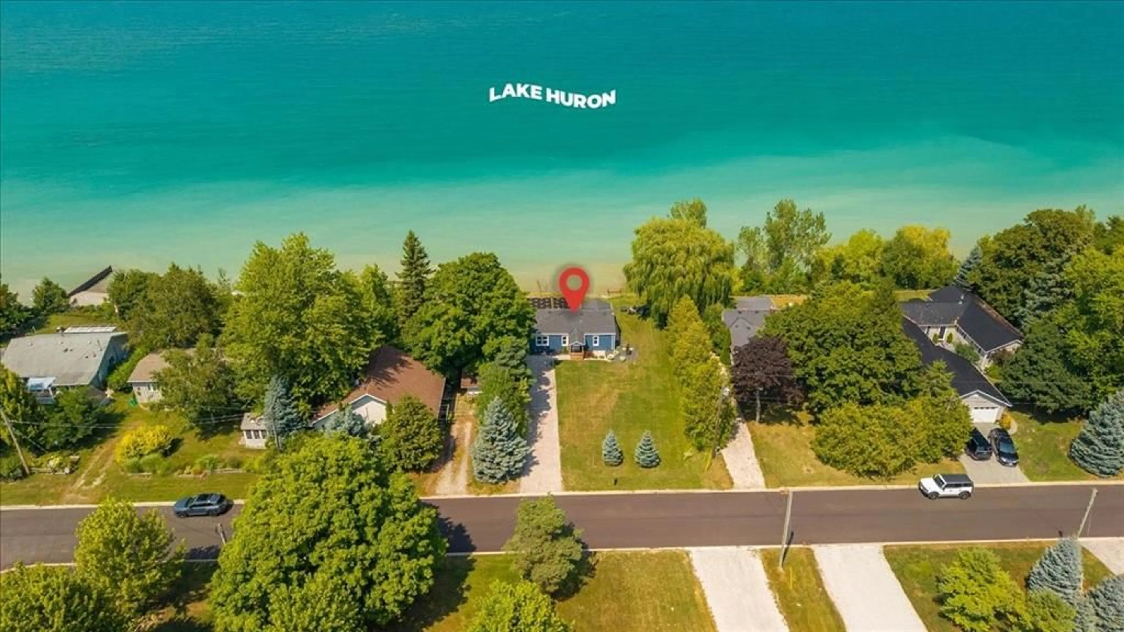 A pic from outside/outdoor area/front of a property/back of a property/a pic from drone, water/lake/river/ocean view for 4148 BLUEPOINT Dr, Plympton-Wyoming Ontario N0N 1J6