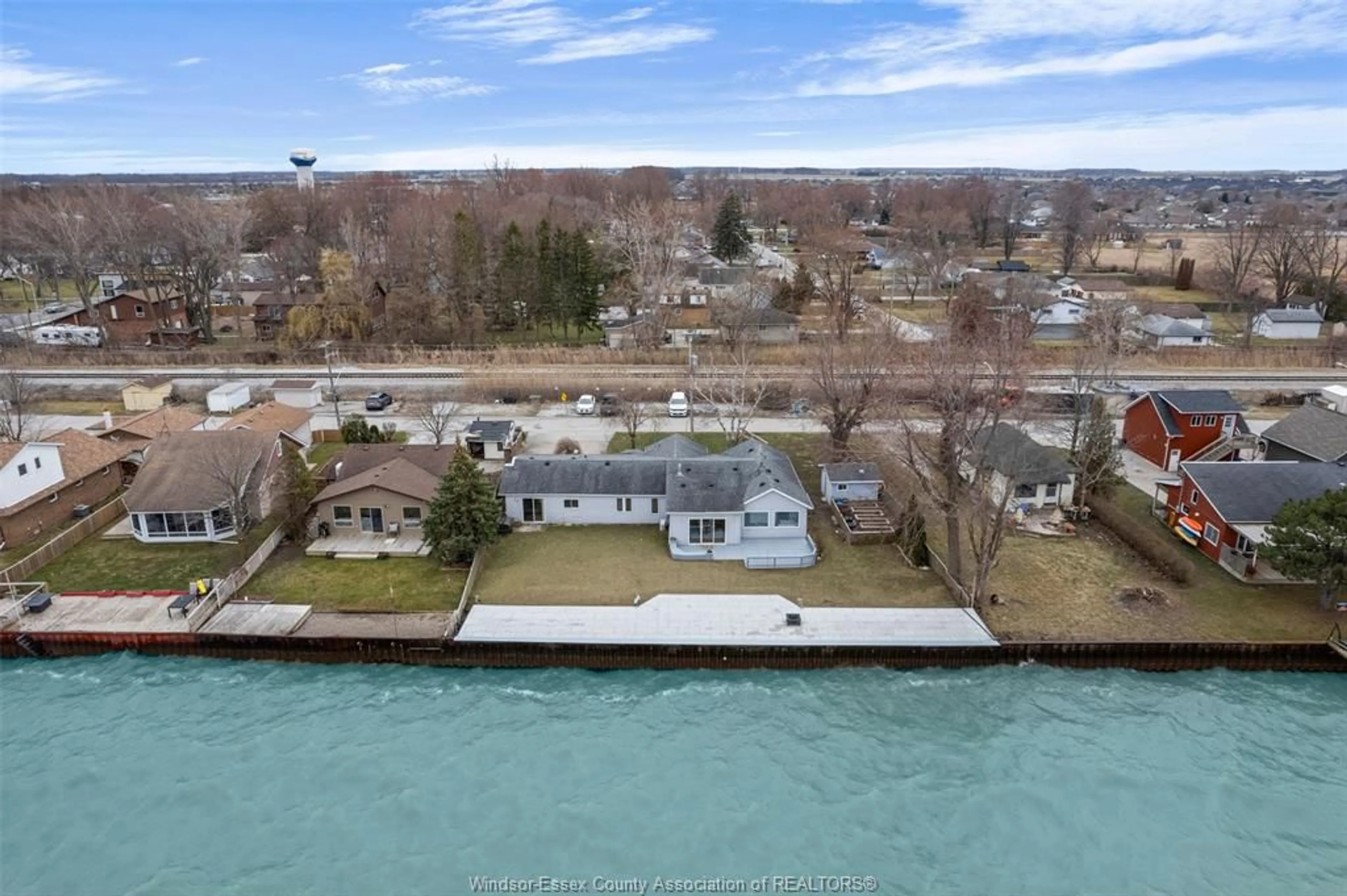 A pic from outside/outdoor area/front of a property/back of a property/a pic from drone, water/lake/river/ocean view for 1486 Caille, Belle River Ontario N0R 1A0