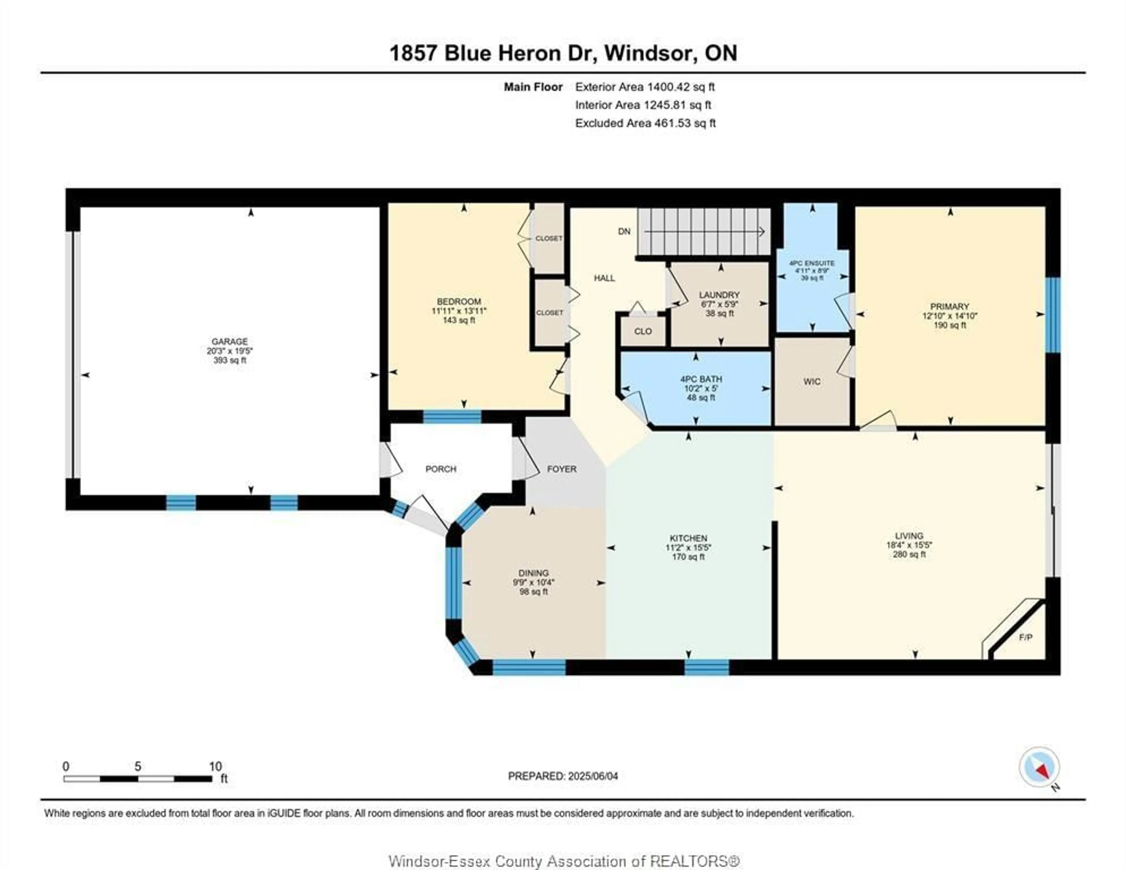 Floor plan for 1857 BLUE HERON, Windsor Ontario N8P 1P6