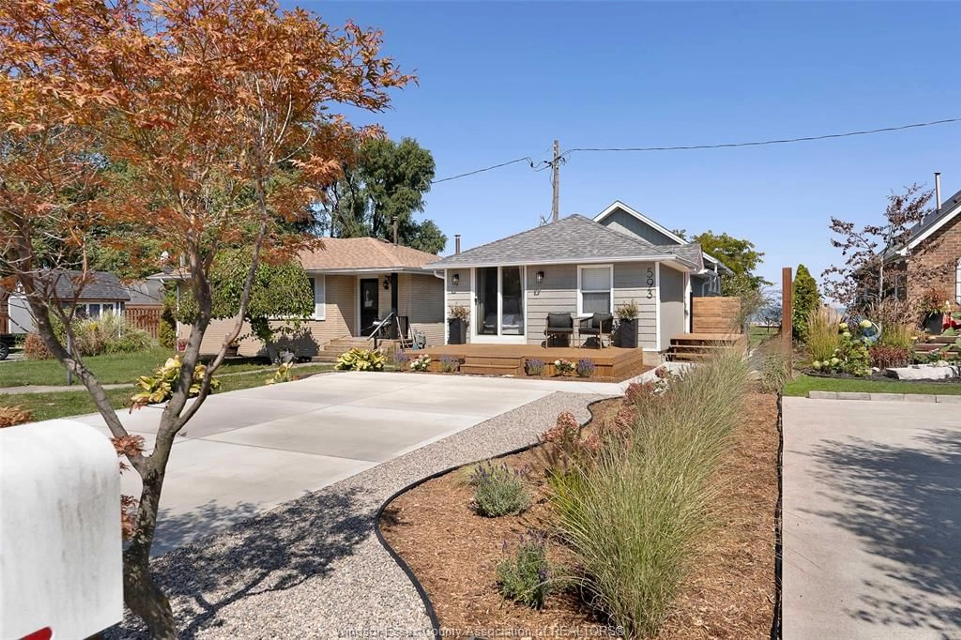 Home with brick exterior material, street for 593 ROSS BEACH RD, Lakeshore Ontario N0R 1A0