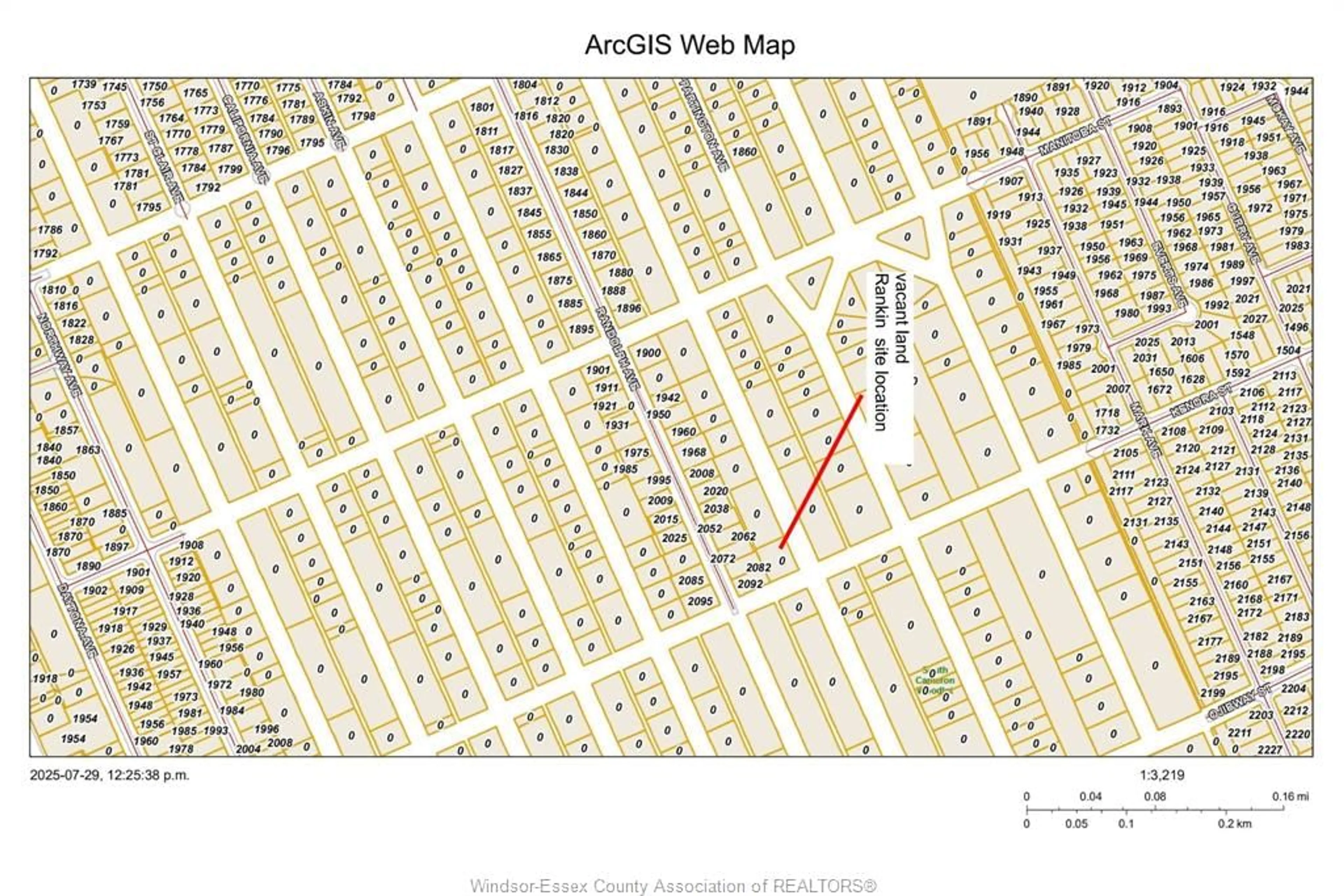 Picture of a map for V/L RANKIN St, Windsor Ontario N9B 2W5