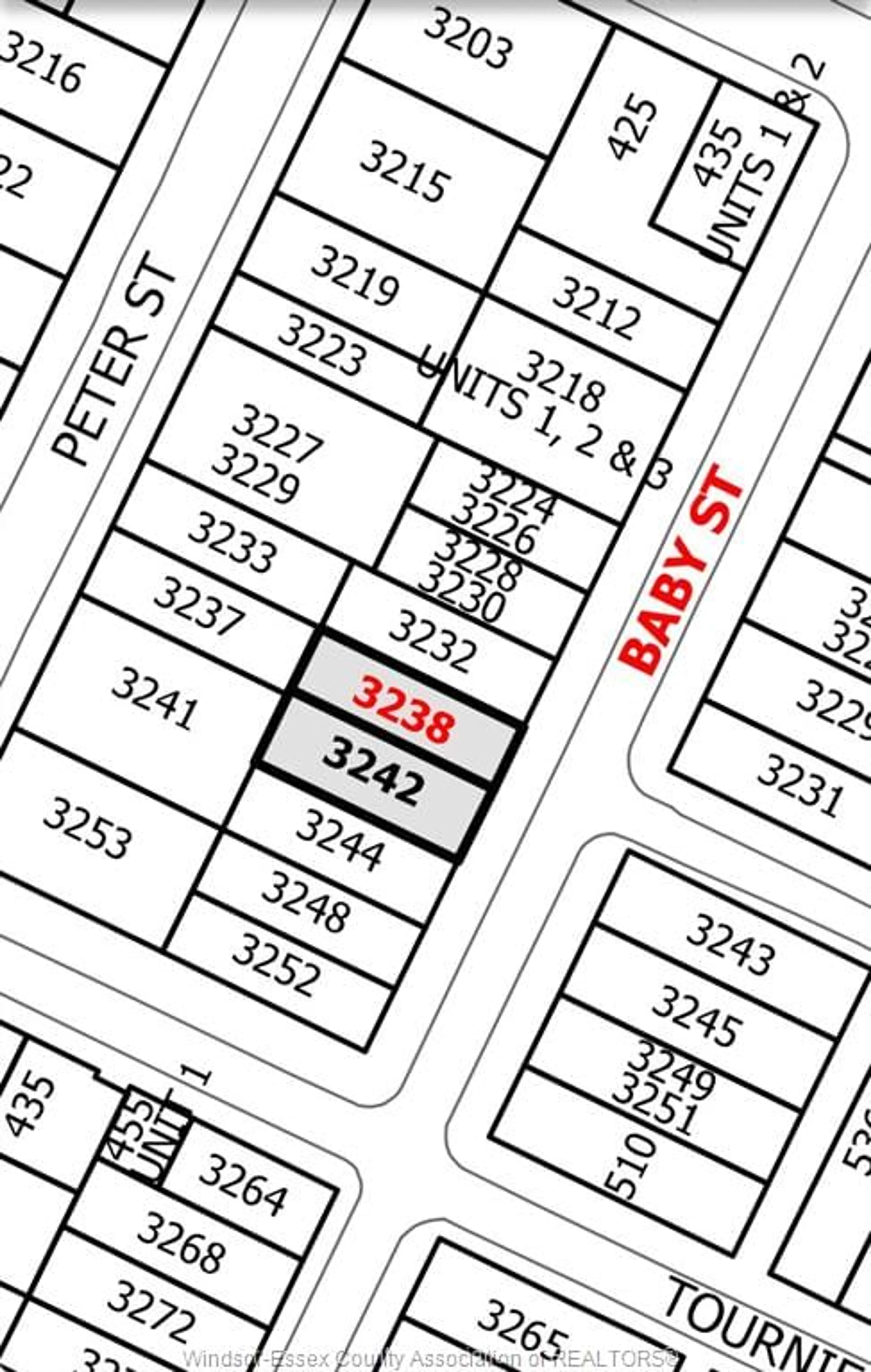 Picture of a map for 3242 BABY St, Windsor Ontario N9C 1K5