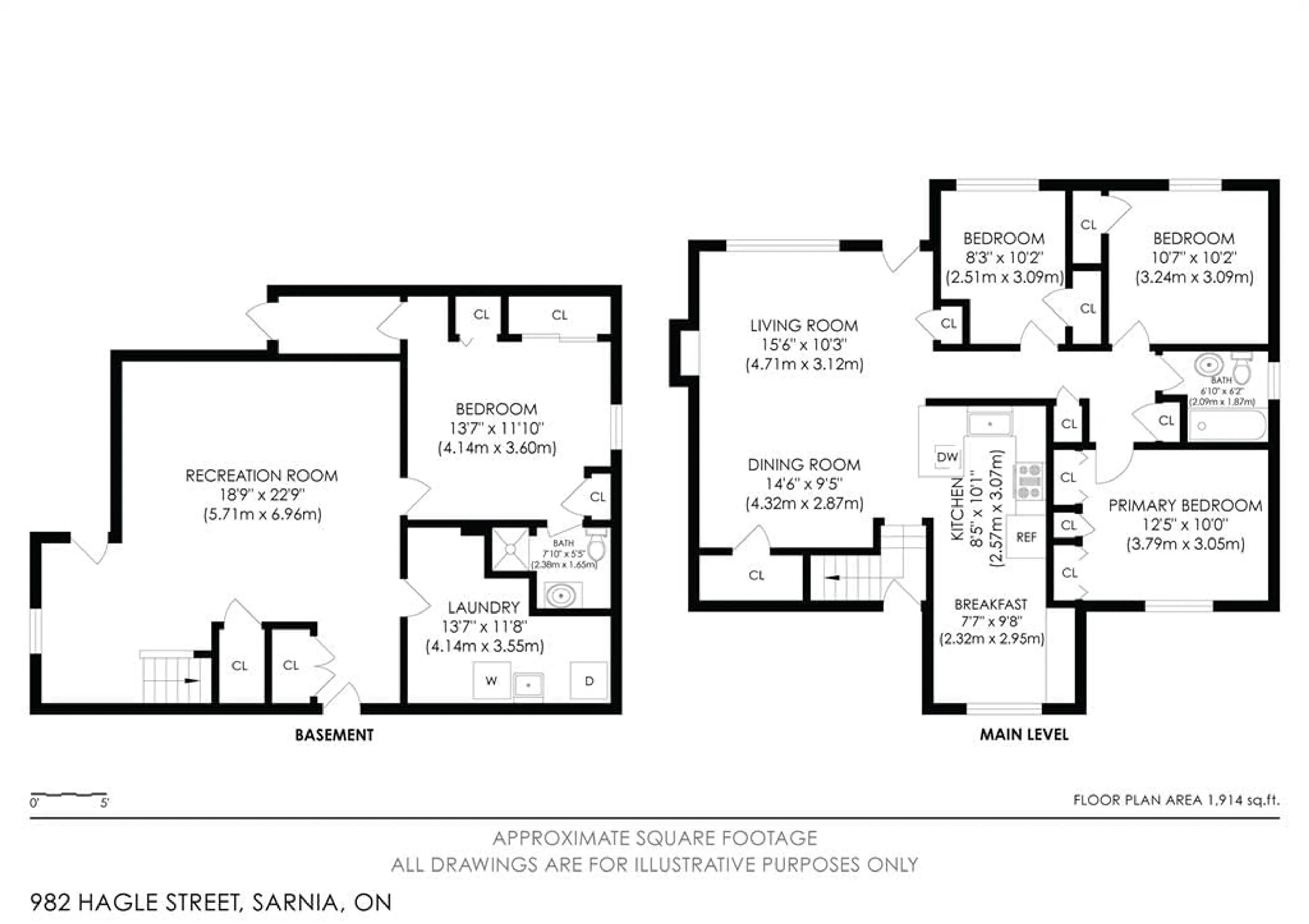 Floor plan for 982 Hagle St, Sarnia Ontario N7V 4A7
