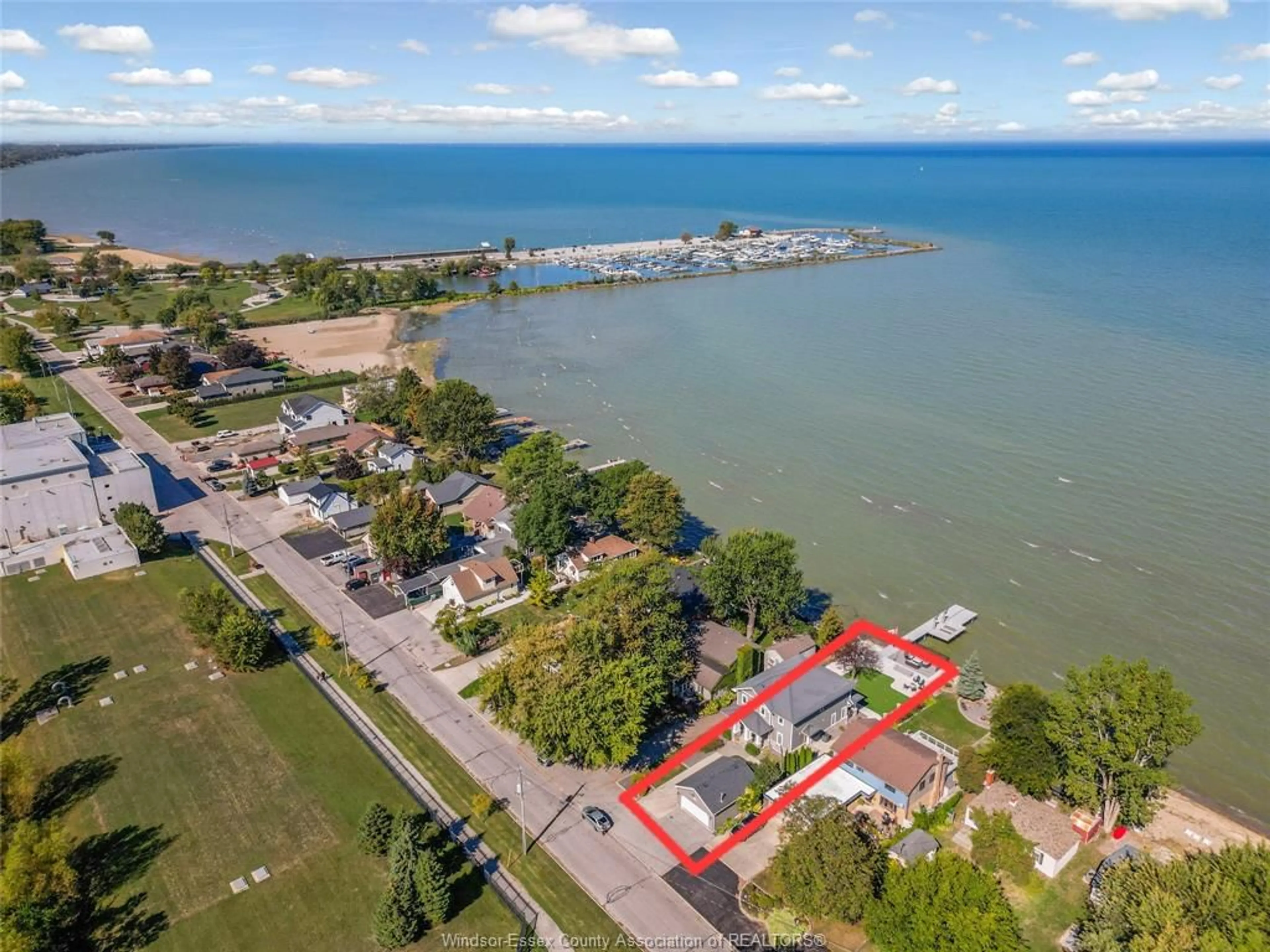 A pic from outside/outdoor area/front of a property/back of a property/a pic from drone, water/lake/river/ocean view for 435 LAKEVIEW, Belle River Ontario N8L 0M1