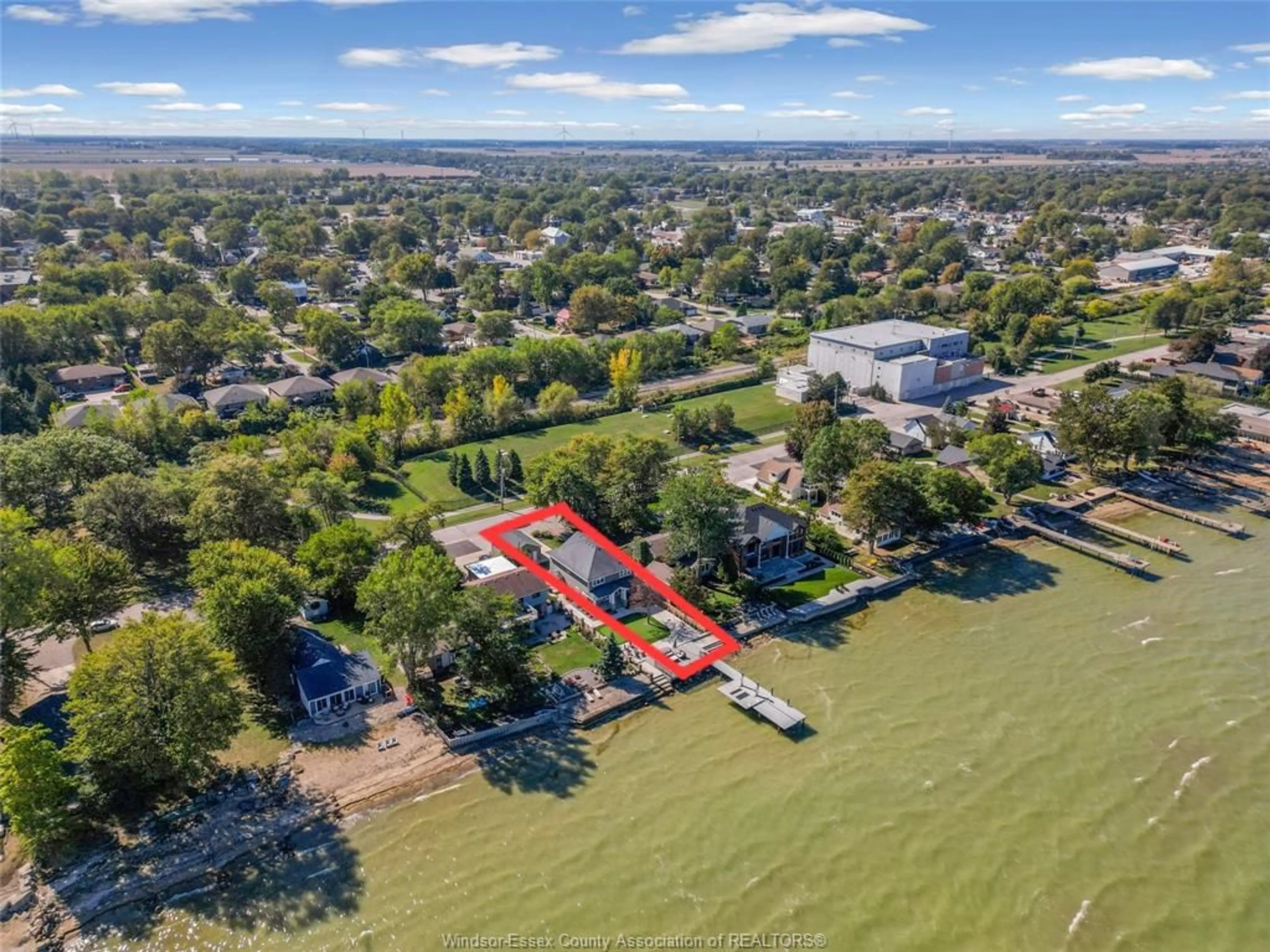 A pic from outside/outdoor area/front of a property/back of a property/a pic from drone, water/lake/river/ocean view for 435 LAKEVIEW, Belle River Ontario N8L 0M1