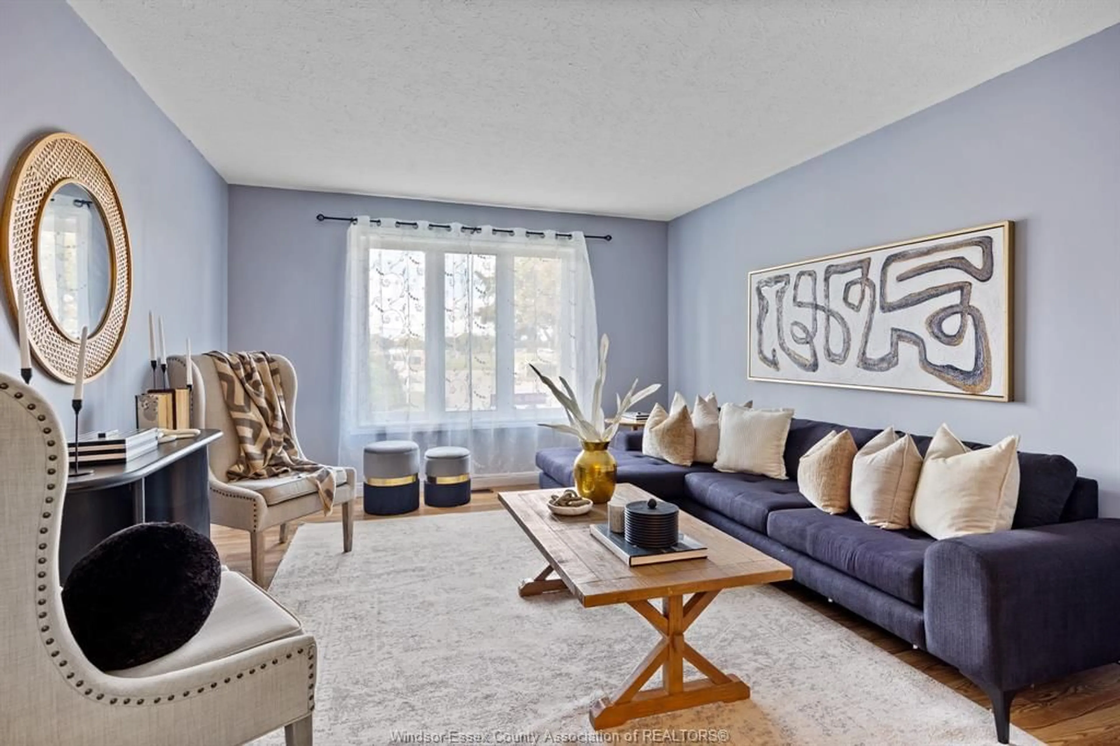 Living room with furniture, carpet floor for 8525 Little River #5, Windsor Ontario N8S 4R3