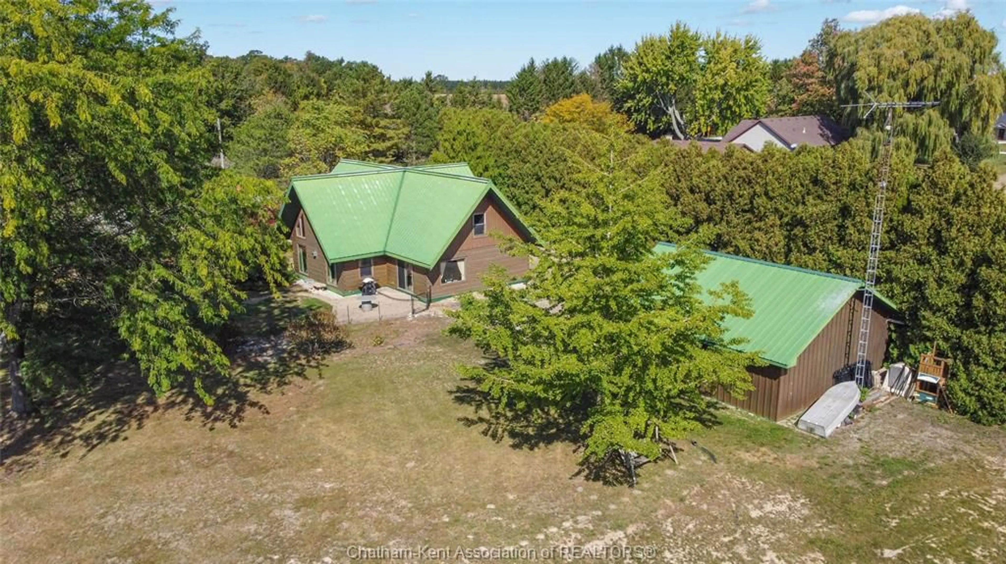 A pic from outside/outdoor area/front of a property/back of a property/a pic from drone, forest/trees view for 11280 RONDEAU ESTATES Line, Morpeth Ontario N0P 1X0
