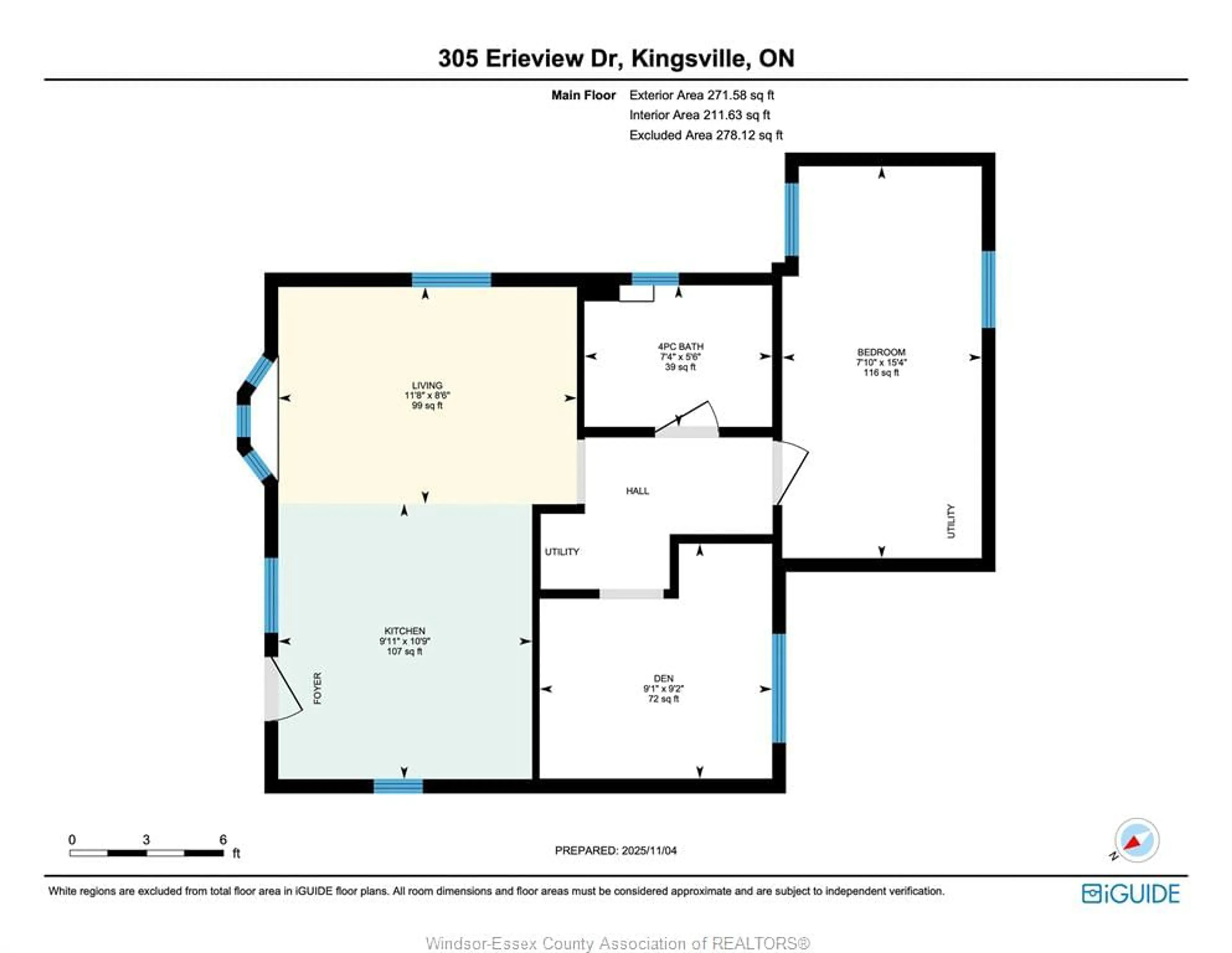 Floor plan for 305 Erieview, Kingsville Ontario N9Y 1M5