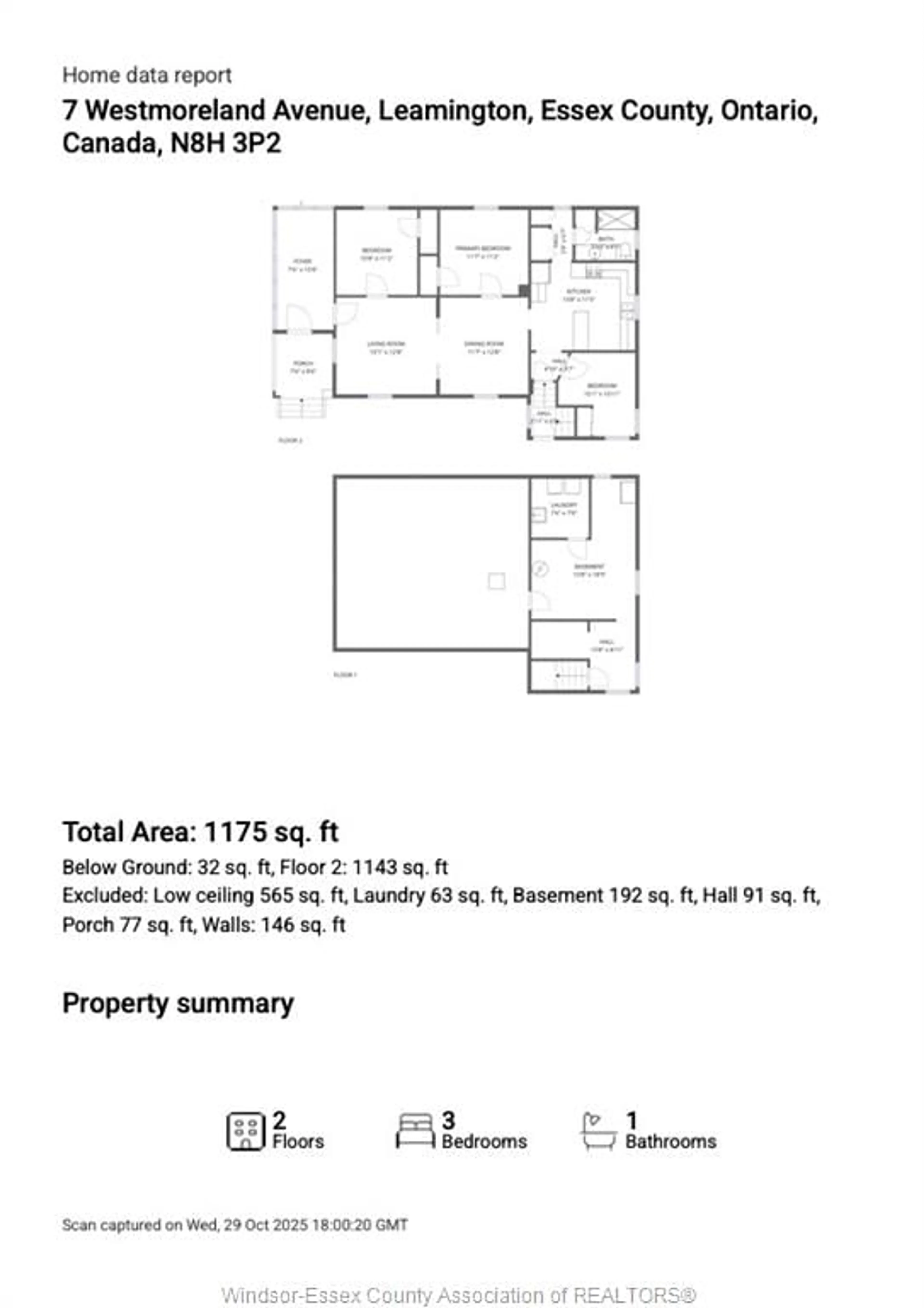 Floor plan for 7 Westmoreland, Leamington Ontario N8H 3P2