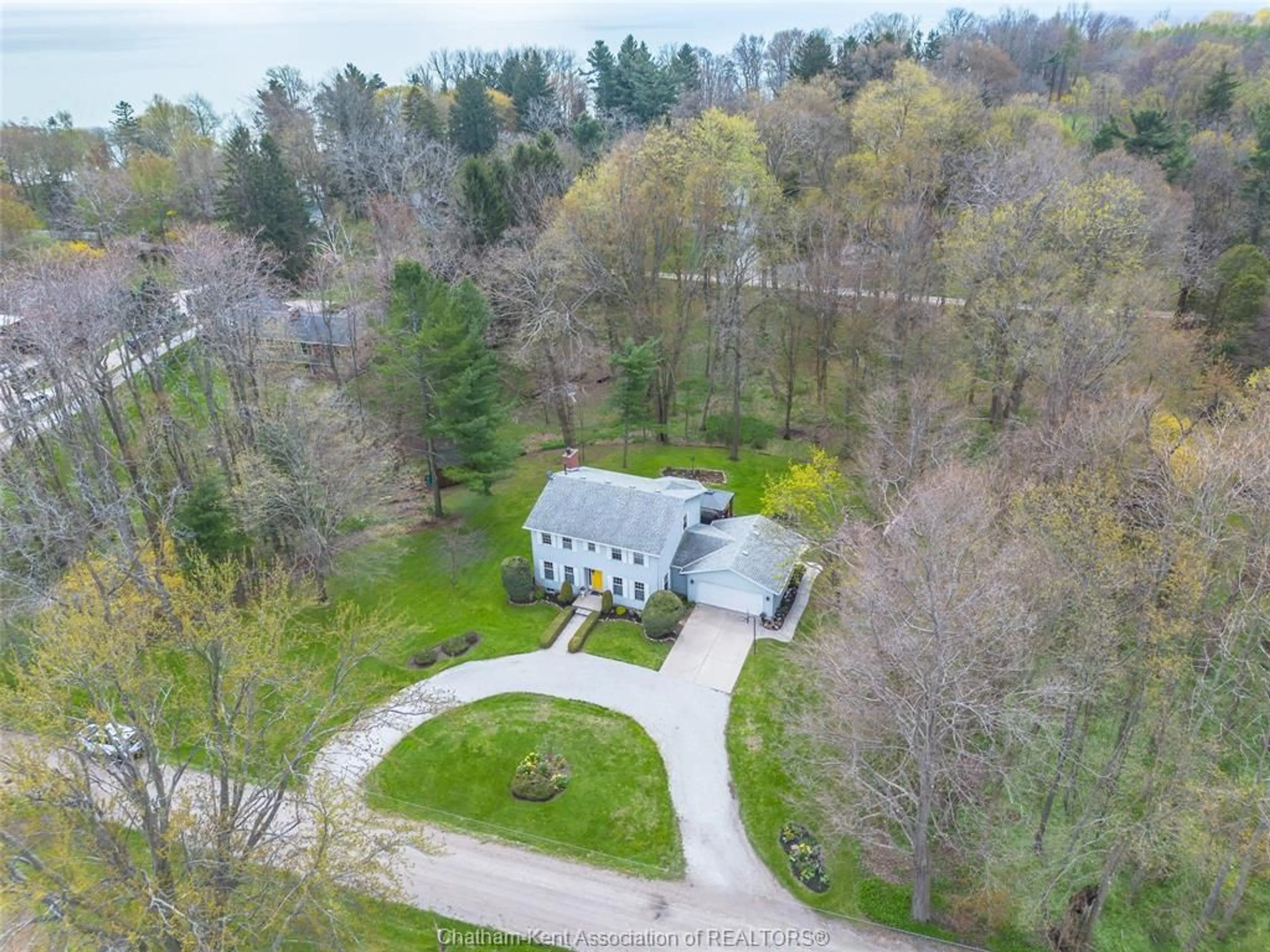 A pic from outside/outdoor area/front of a property/back of a property/a pic from drone, street for 19196 Douglas Rd, Cedar Springs Ontario N0P 1A0