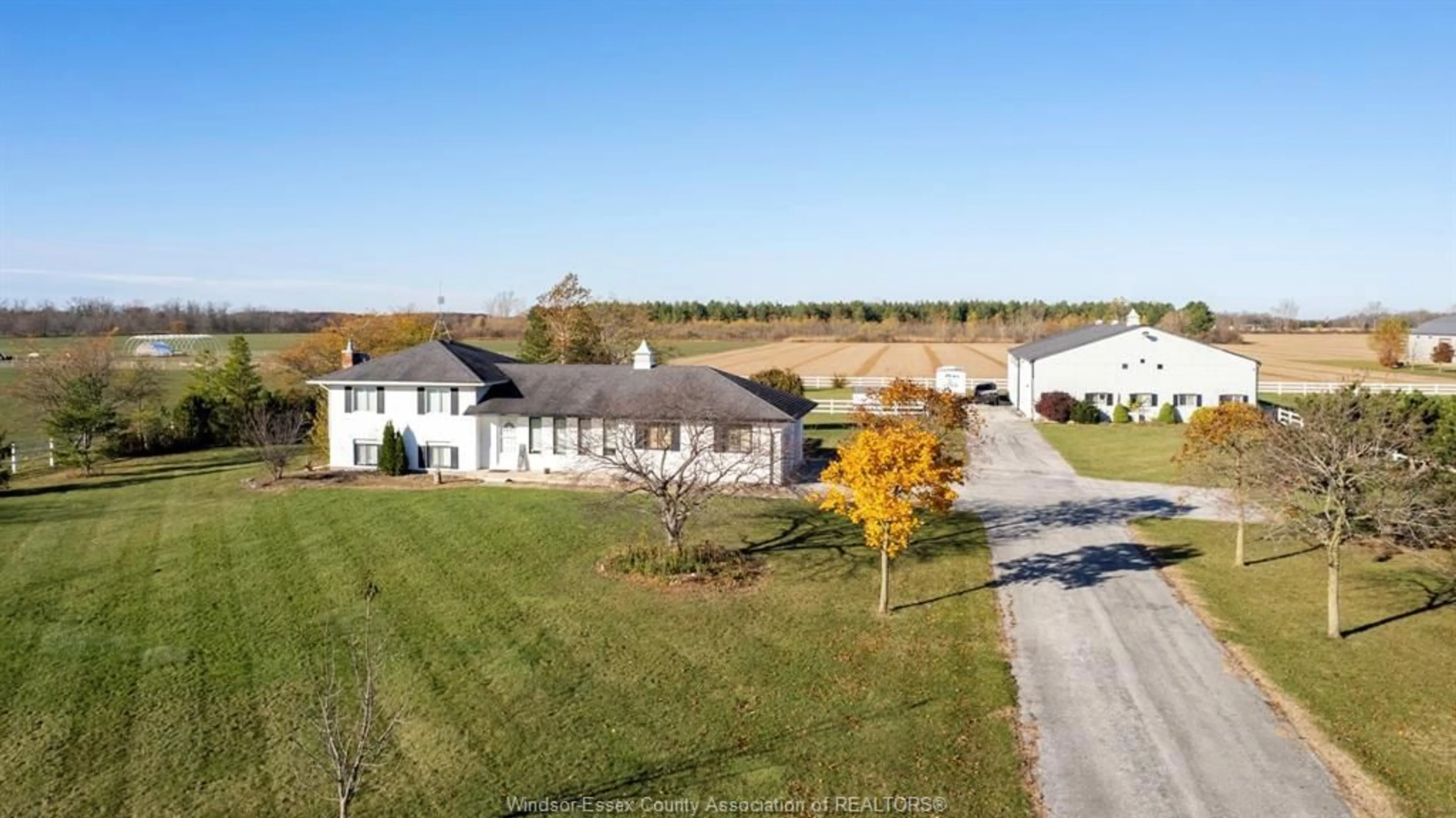 A pic from outside/outdoor area/front of a property/back of a property/a pic from drone, water/lake/river/ocean view for 6485 CONCESSION 8, Tecumseh Ontario N0R 1L0