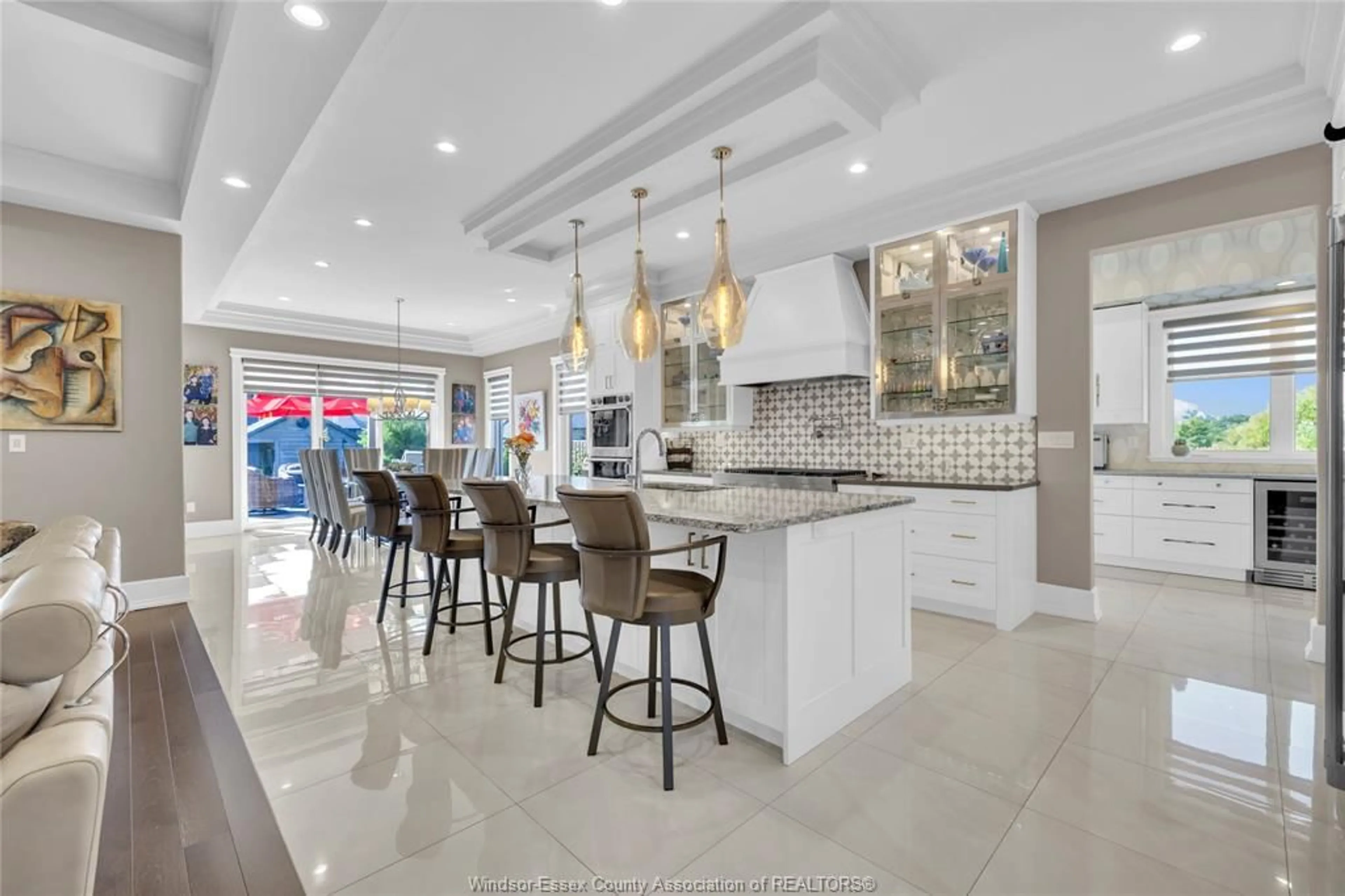 Open concept kitchen, ceramic/tile floor for 11245 RIVERSIDE Dr, Windsor Ontario N8P 1A5