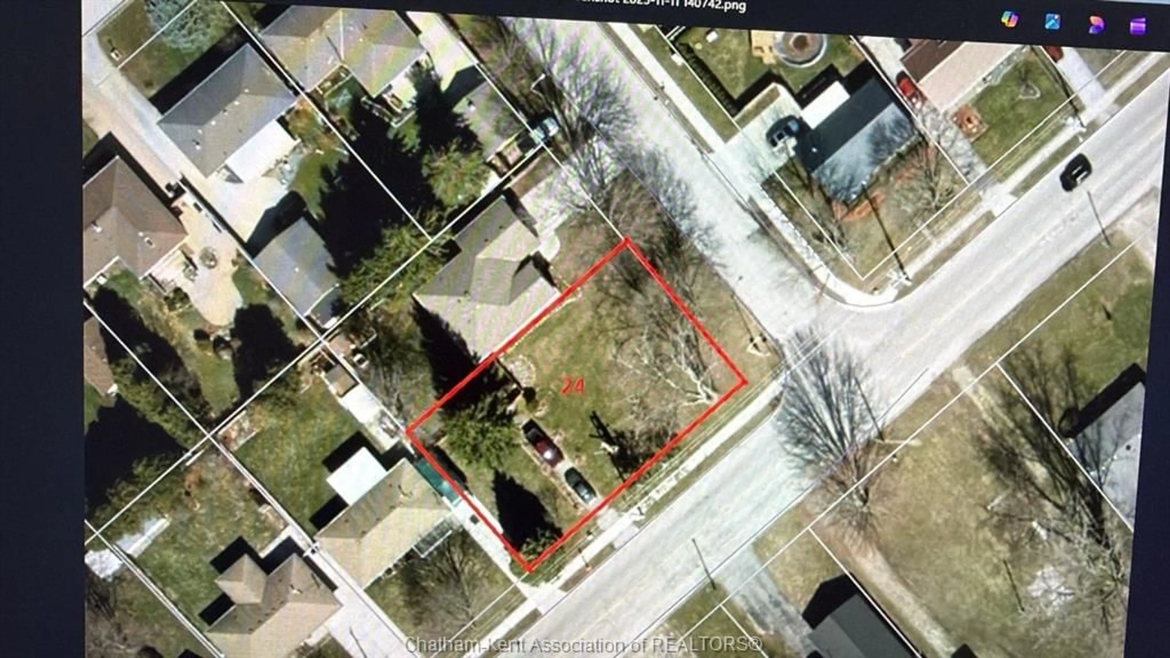 A pic from outside/outdoor area/front of a property/back of a property/a pic from drone, street for 24 St Michael Ave, Chatham Ontario N7M 2E4