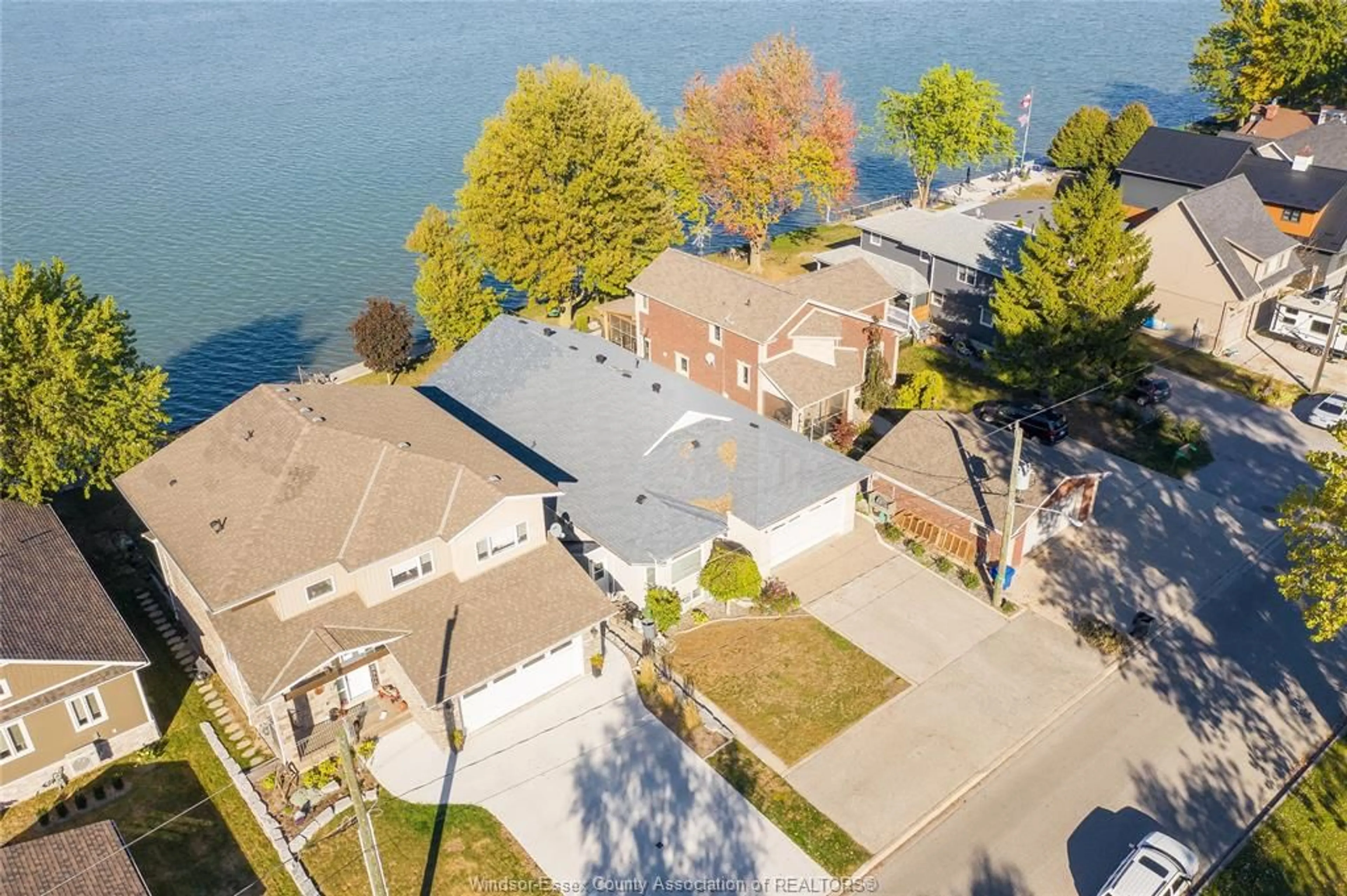 A pic from outside/outdoor area/front of a property/back of a property/a pic from drone, water/lake/river/ocean view for 1266 SHORELINE Ave, Lakeshore Ontario N0R 1A0