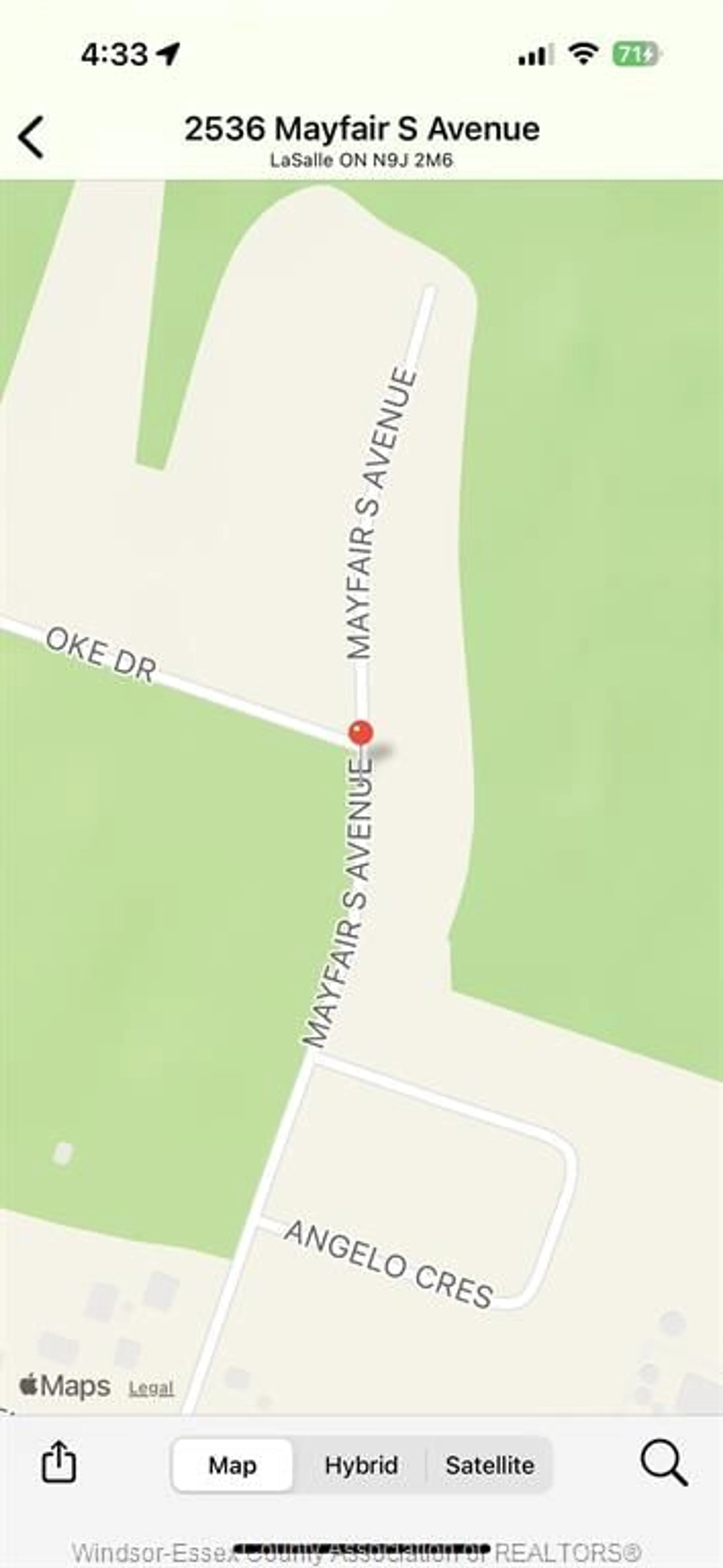 Picture of a map for 2532 MAYFAIR, LaSalle Ontario N9J 0E5