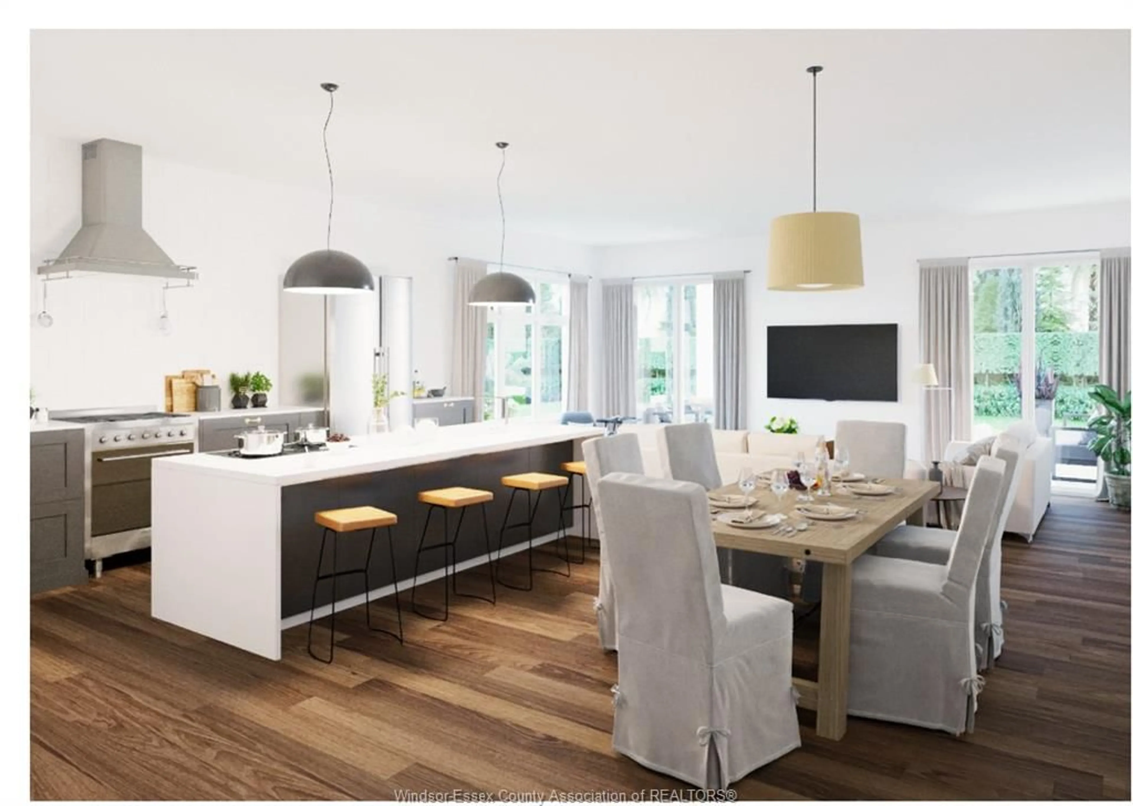 Open concept kitchen, wood/laminate floor for 35 SANDCASTLE, Amherstburg Ontario N9V 0J2