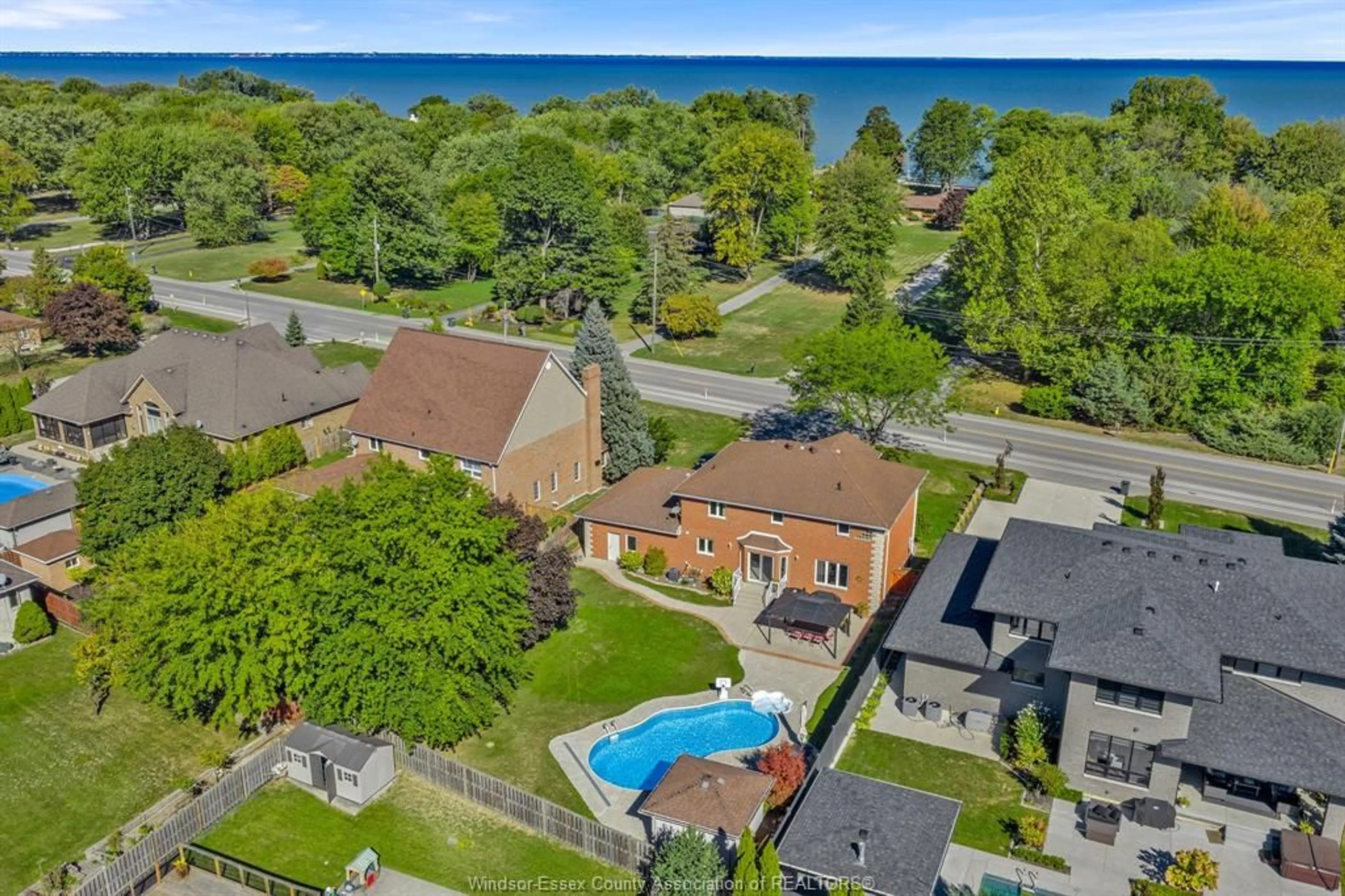 A pic from outside/outdoor area/front of a property/back of a property/a pic from drone, water/lake/river/ocean view for 633 OLD TECUMSEH Rd, Lakeshore Ontario N0R 1A0