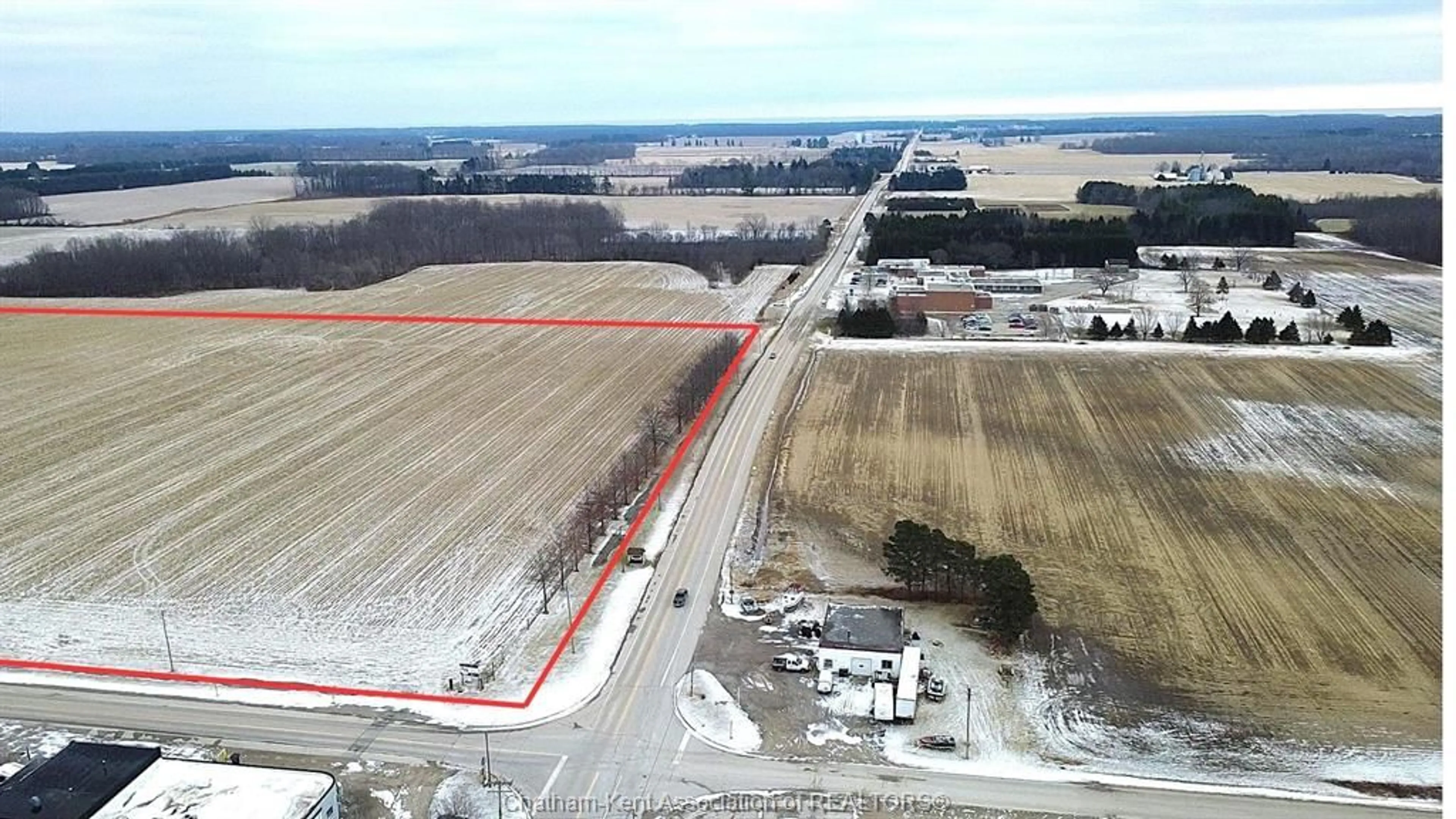 A pic from outside/outdoor area/front of a property/back of a property/a pic from drone, building for 22389 PIONEER Line, Rodney Ontario N0L 2C0
