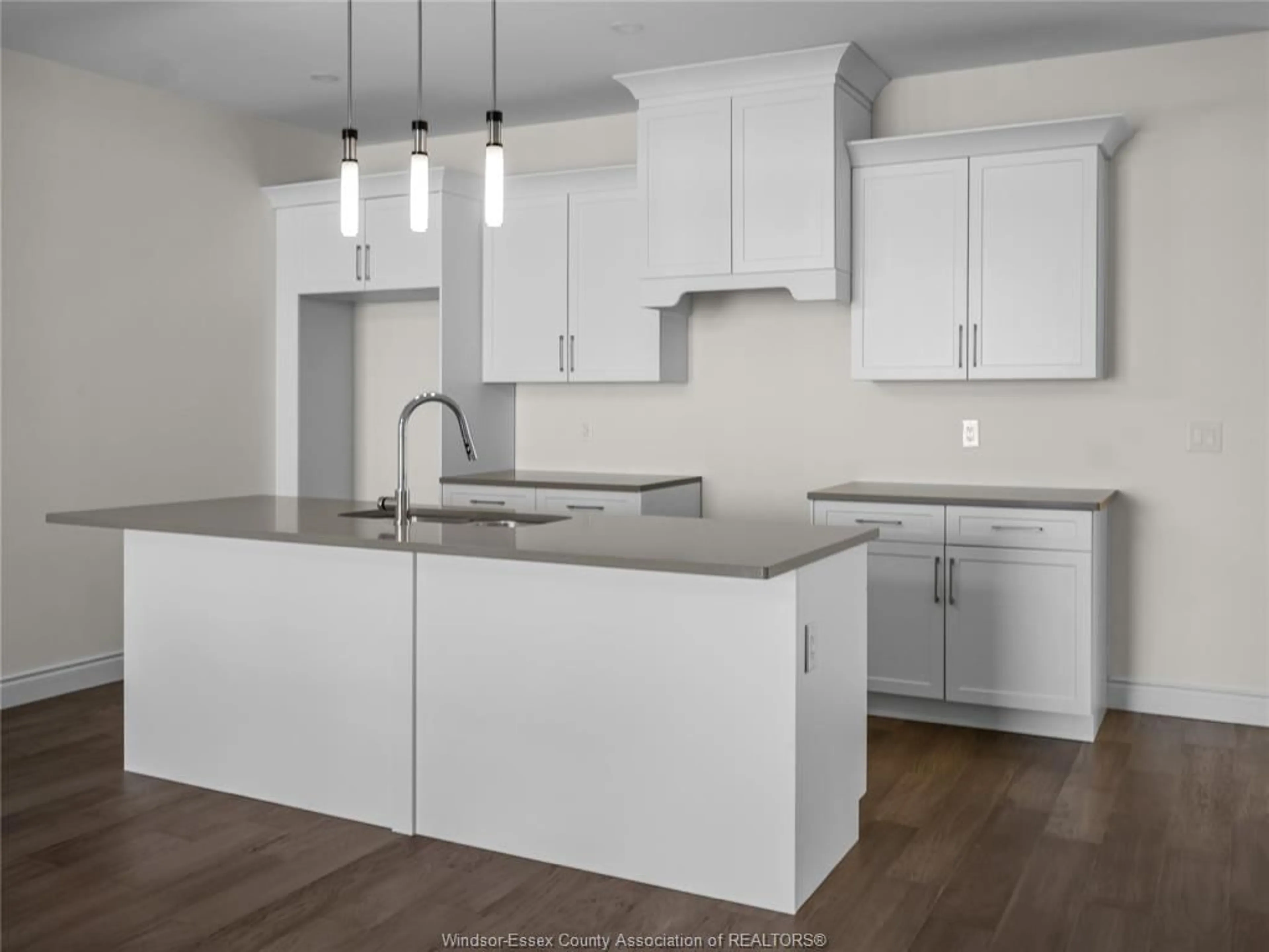 Open concept kitchen, wood/laminate floor for 218 MCLELLAN Ave, Amherstburg Ontario N9V 0H1