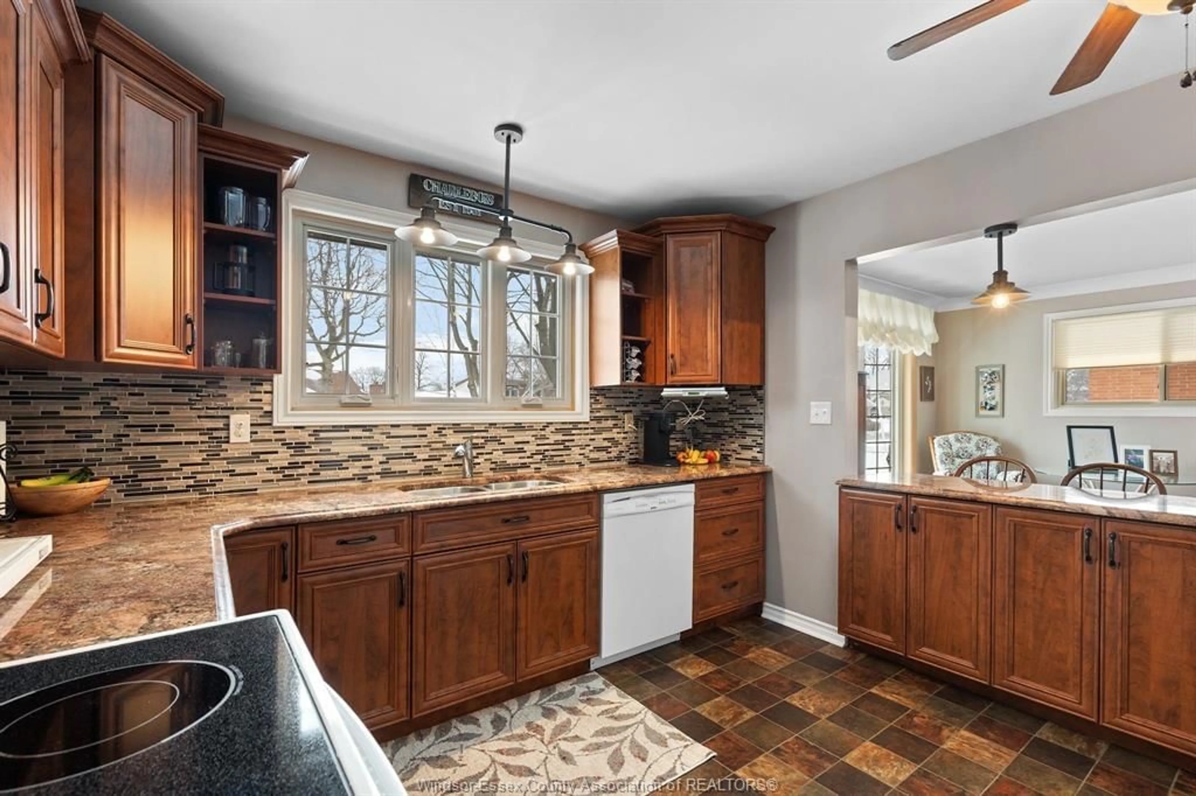 Open concept kitchen, ceramic/tile floor for 1077 Laporte Ave, Windsor Ontario N8S 3R6