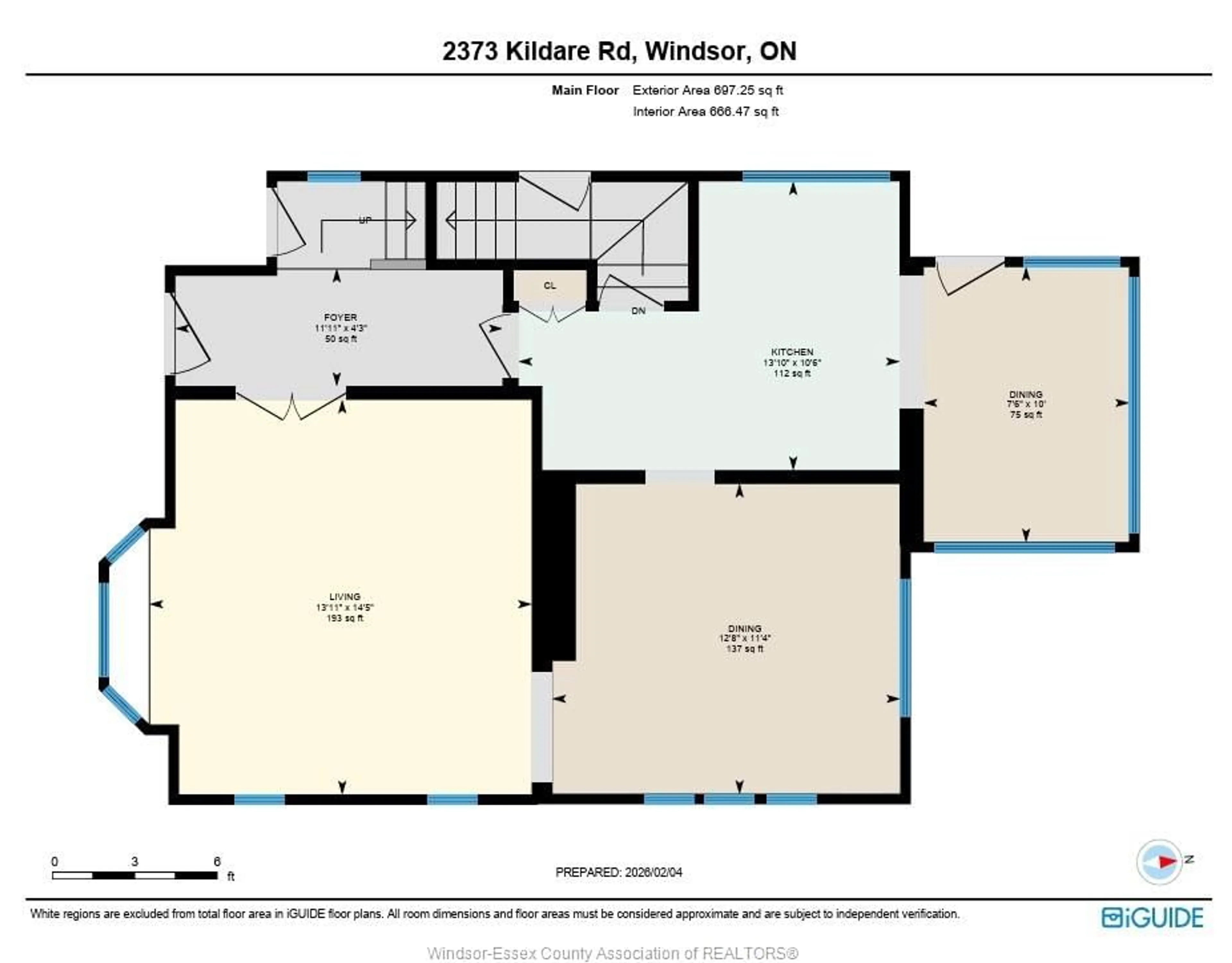 Floor plan for 2373 KILDARE, Windsor Ontario N8W 2X6