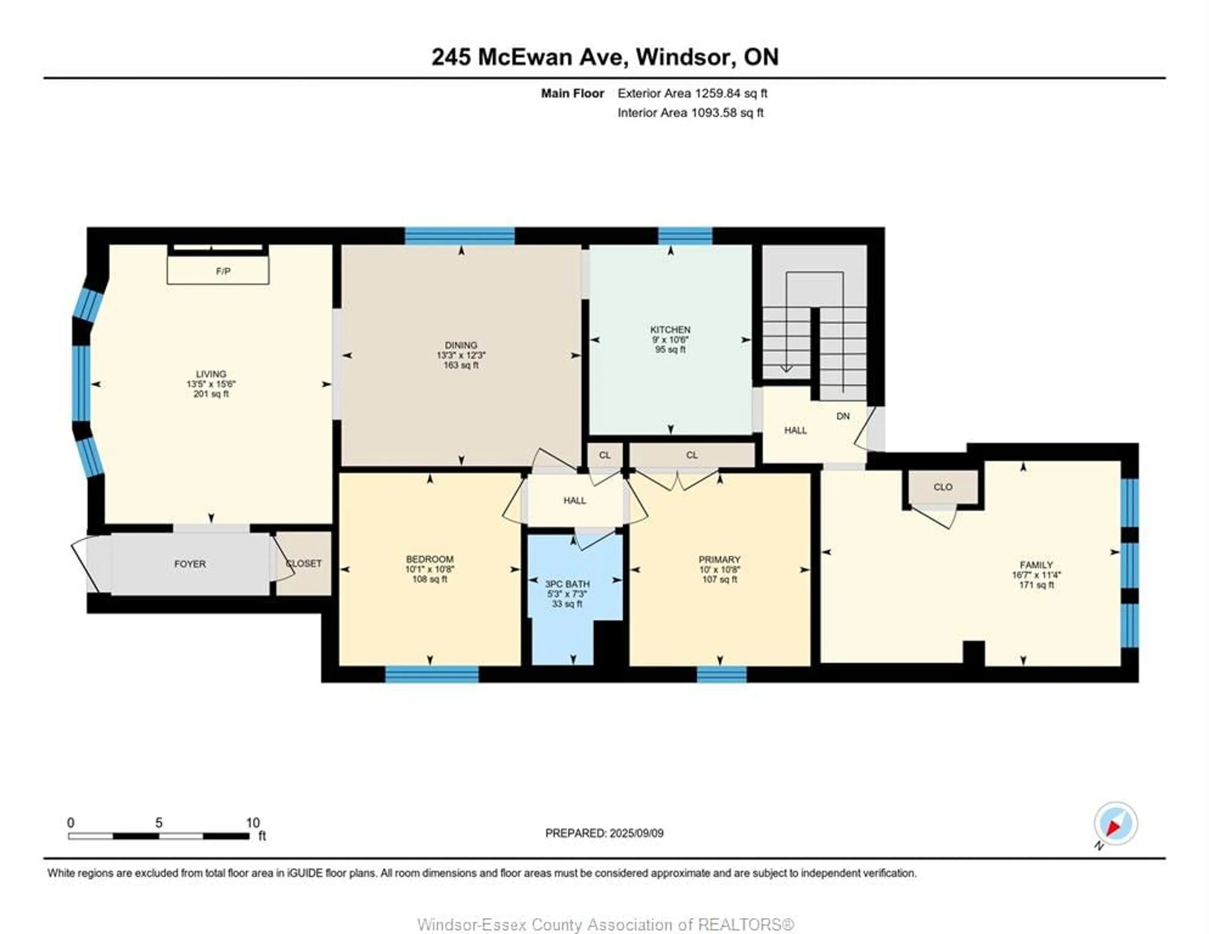 Floor plan for 245-247 MCEWAN, Windsor Ontario N9B 2E3