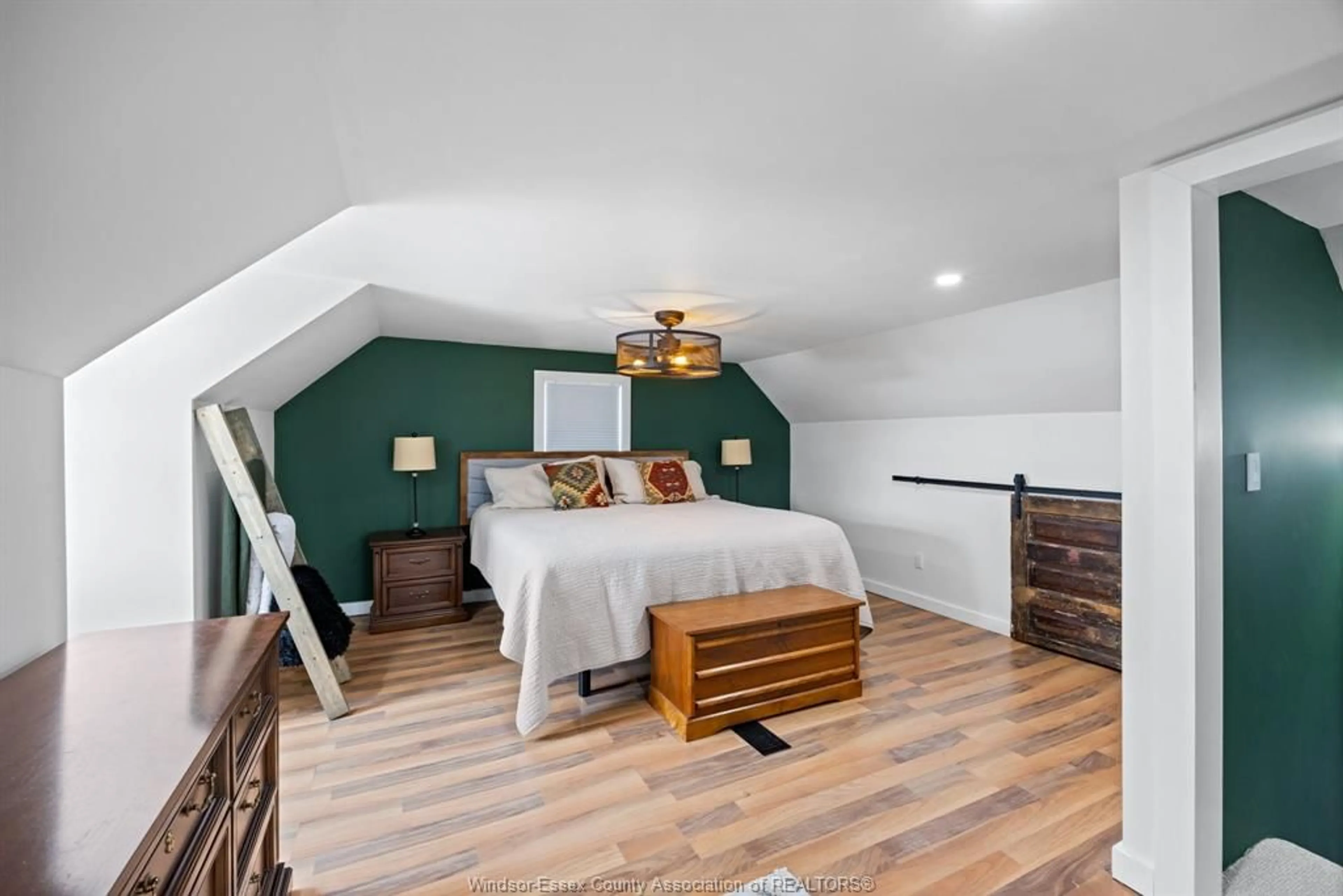 Bedroom with bed, wood/laminate floor for 1962 BUCKINGHAM, Windsor Ontario N8T 2B1