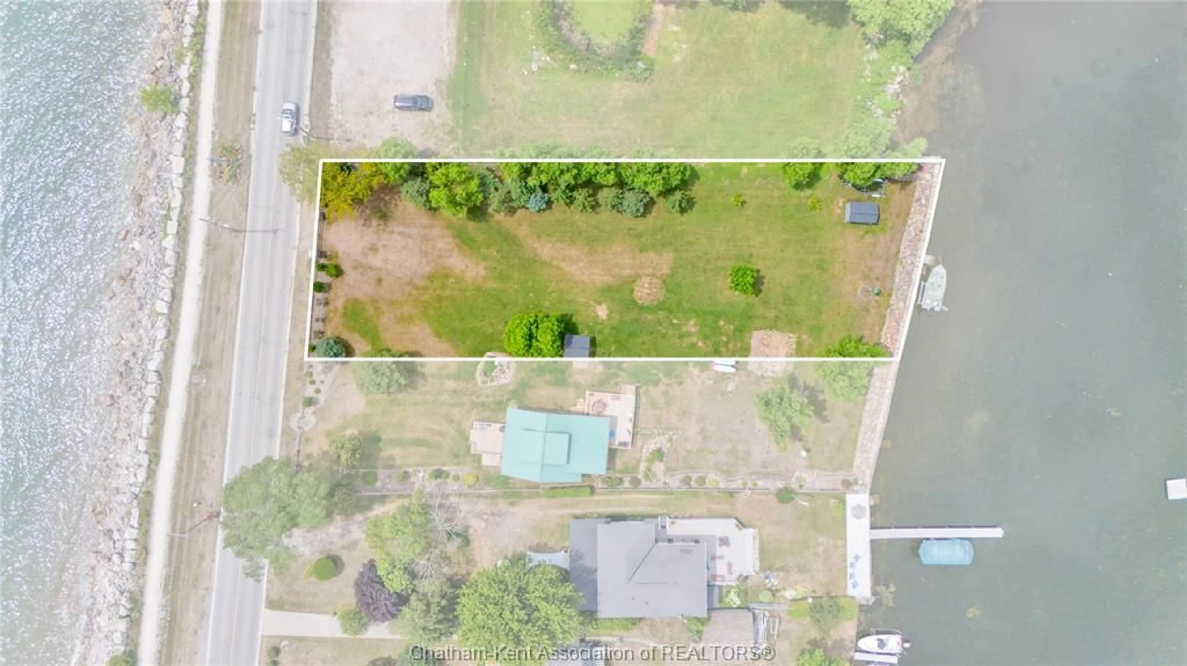 A pic from outside/outdoor area/front of a property/back of a property/a pic from drone, street for 100 ROSS Lane, Erieau Ontario N0P 1N0