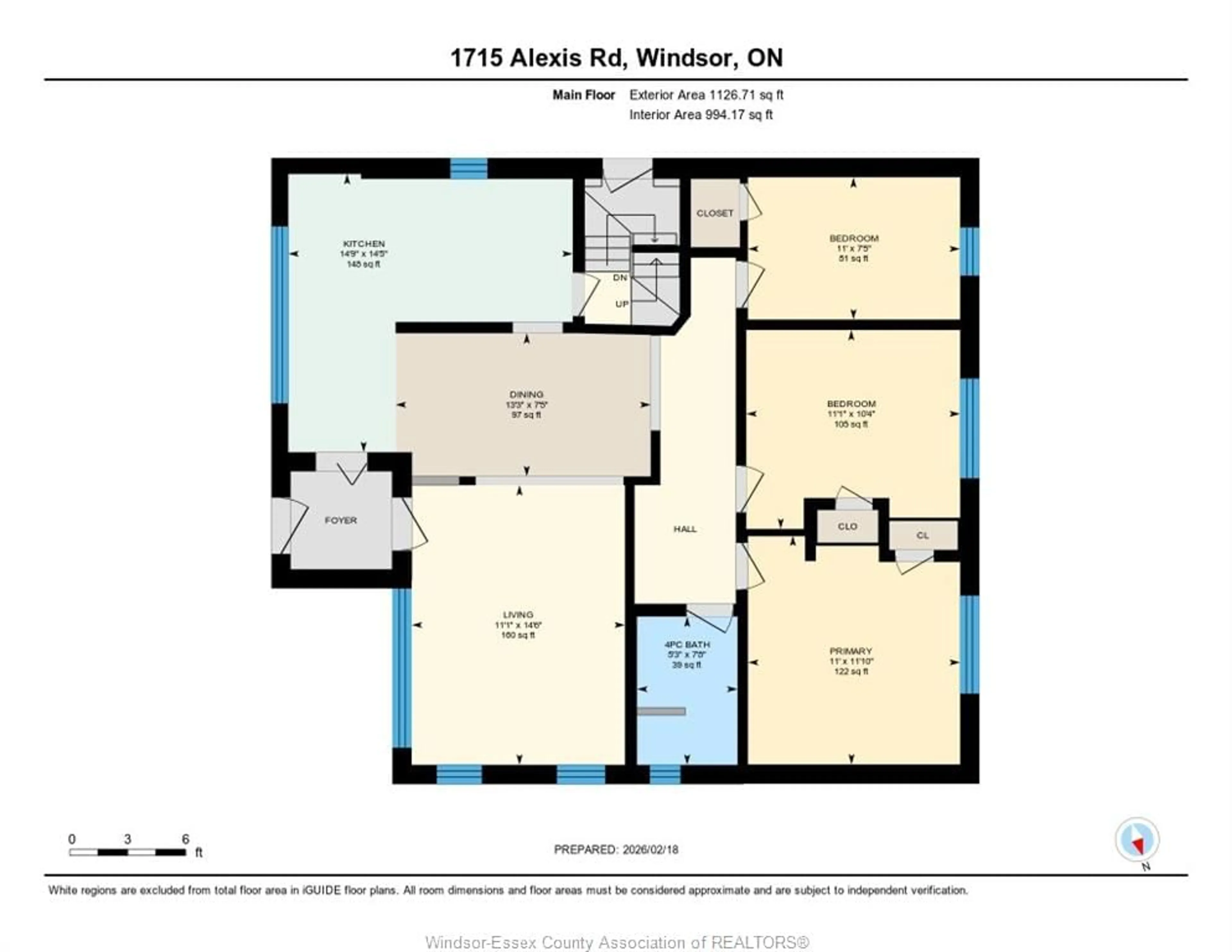 Floor plan for 1715 ALEXIS Rd, Windsor Ontario N8Y 4P6