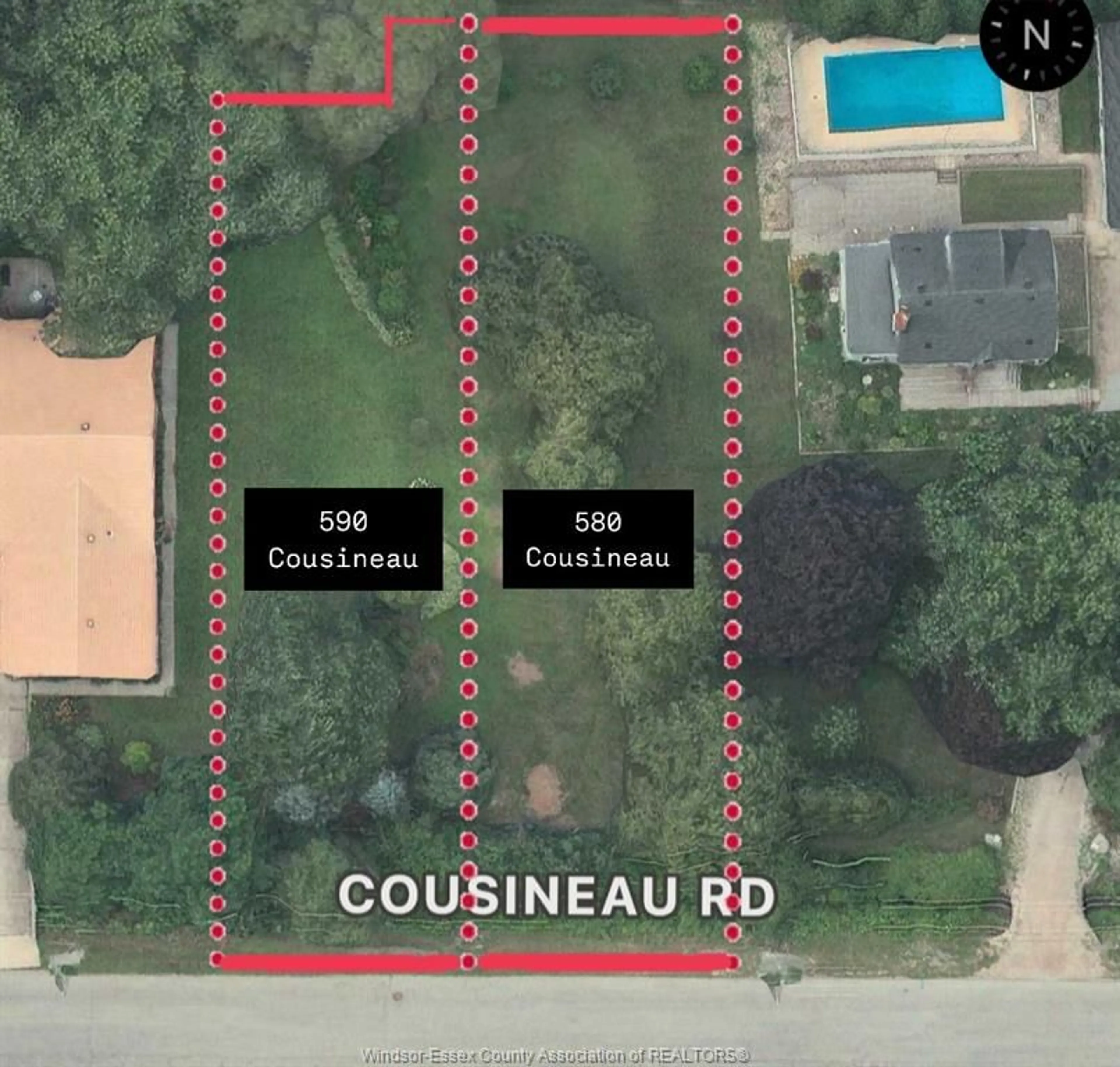 A pic from outside/outdoor area/front of a property/back of a property/a pic from drone, street for 590 COUSINEAU Rd, Windsor Ontario N9G 1V5