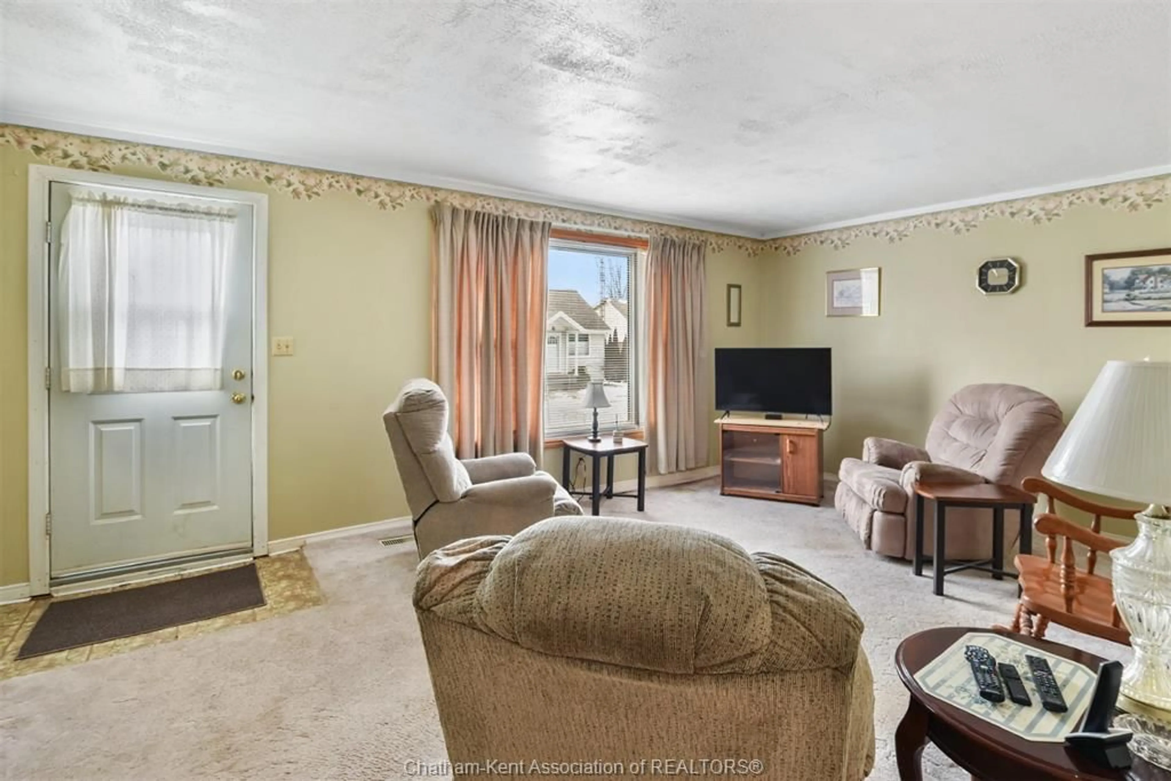 Living room with furniture, carpet floor for 48 Anger St, Blenheim Ontario N0P 1A0