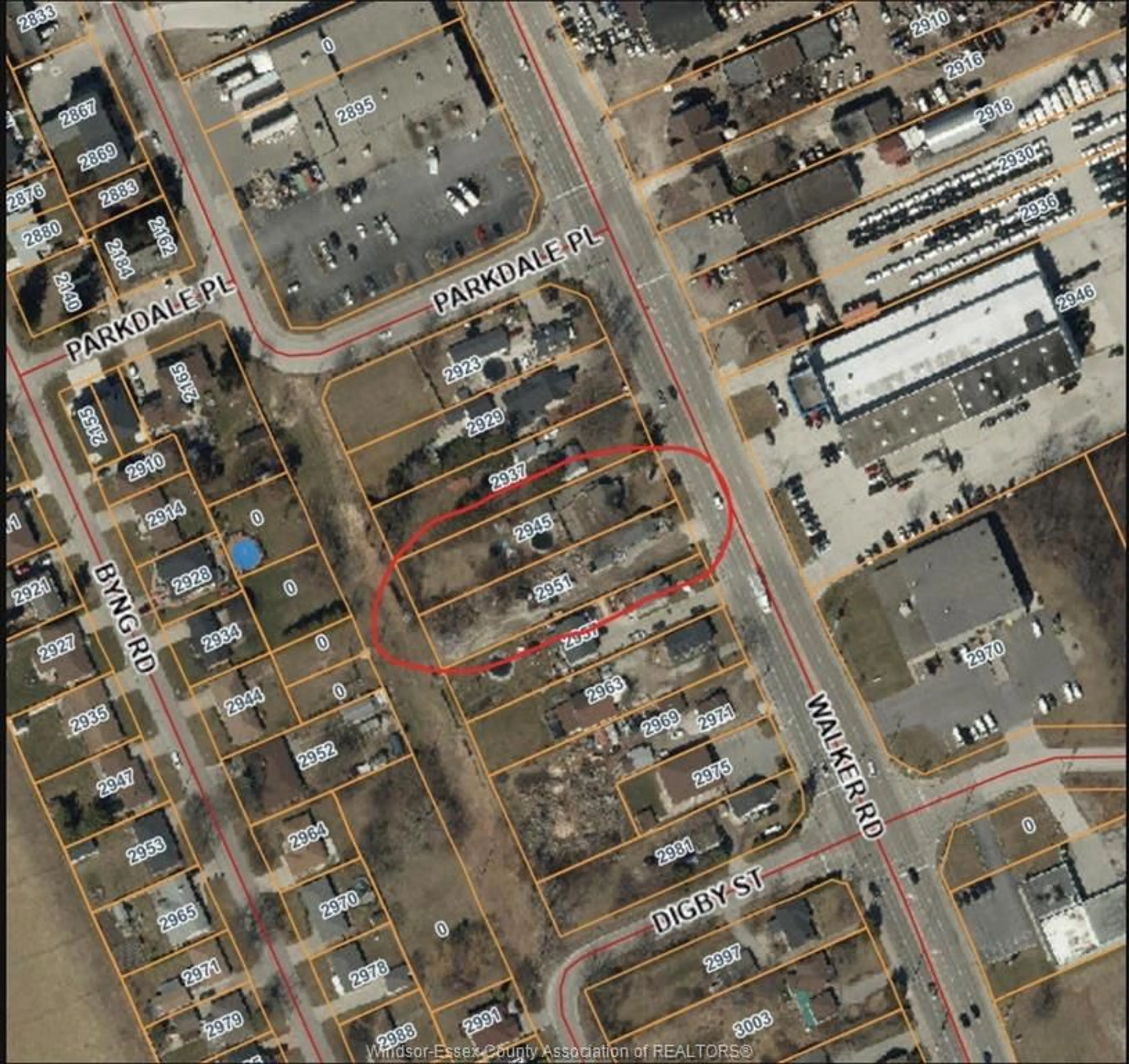 Picture of a map for 2945 WALKER, Windsor Ontario N8W 3R4