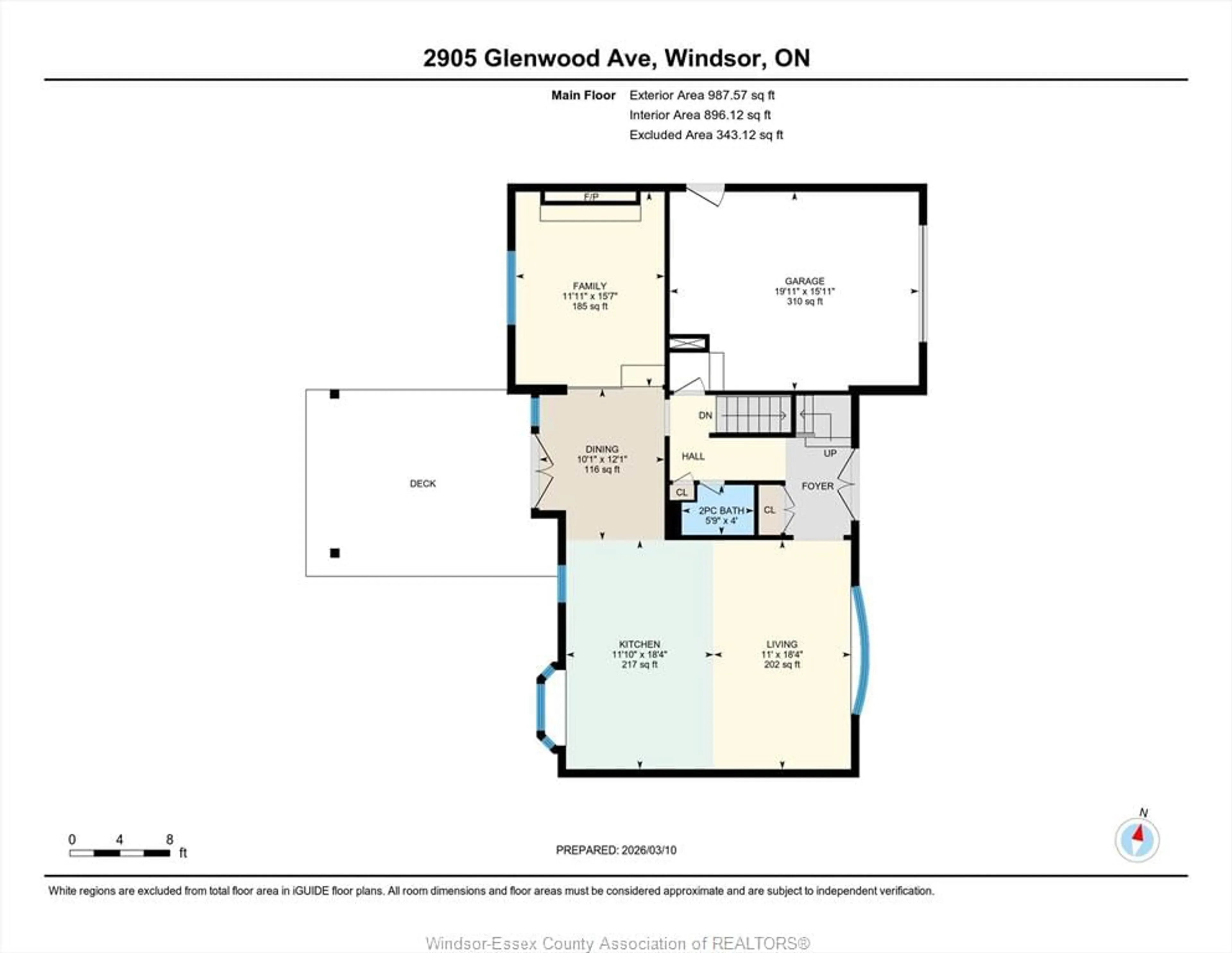 Floor plan for 2905 GLENWOOD, Windsor Ontario N9E 2X7