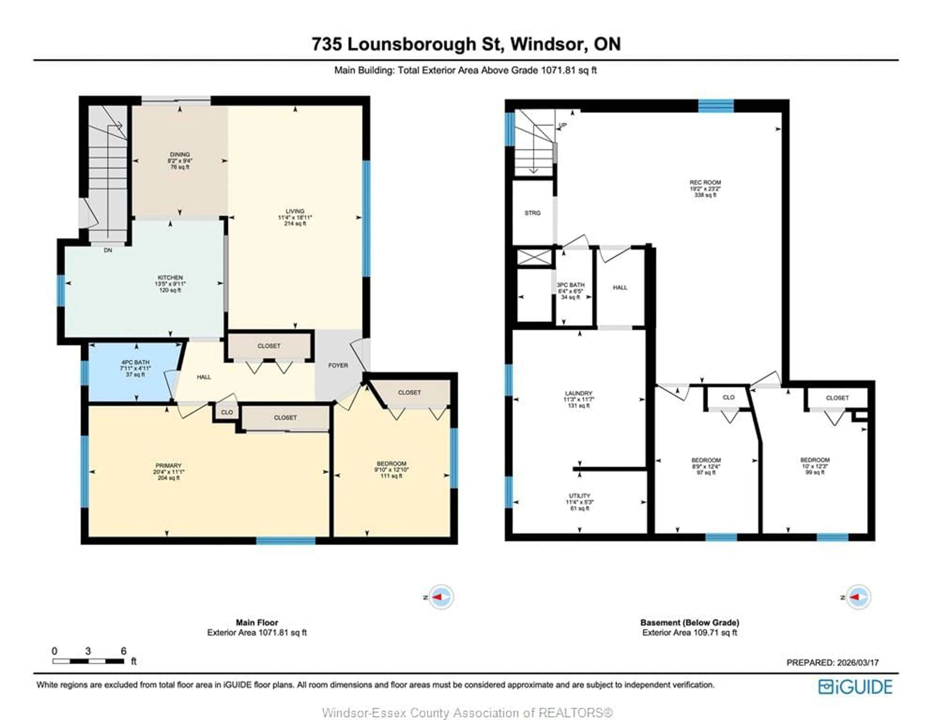 Floor plan for 735 Lounsborough, Windsor Ontario N9G 1G1