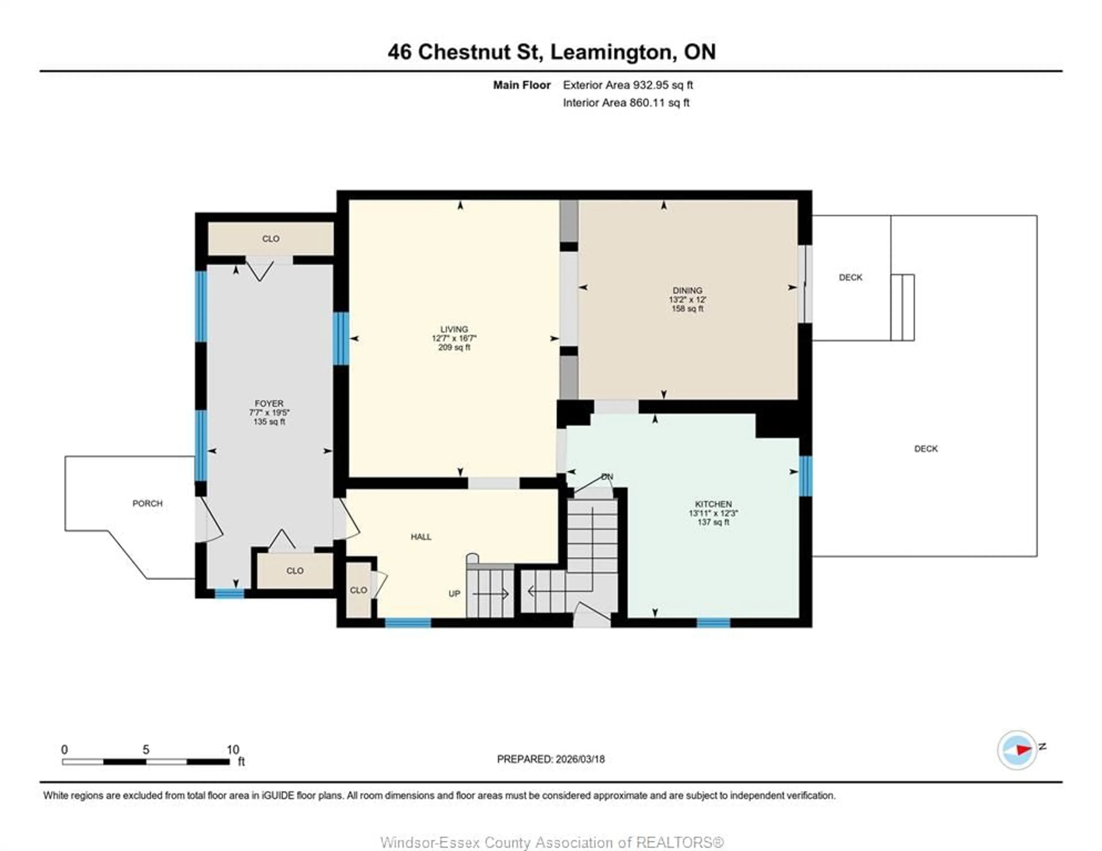 Floor plan for 46 Chestnut, Leamington Ontario N8H 3K3