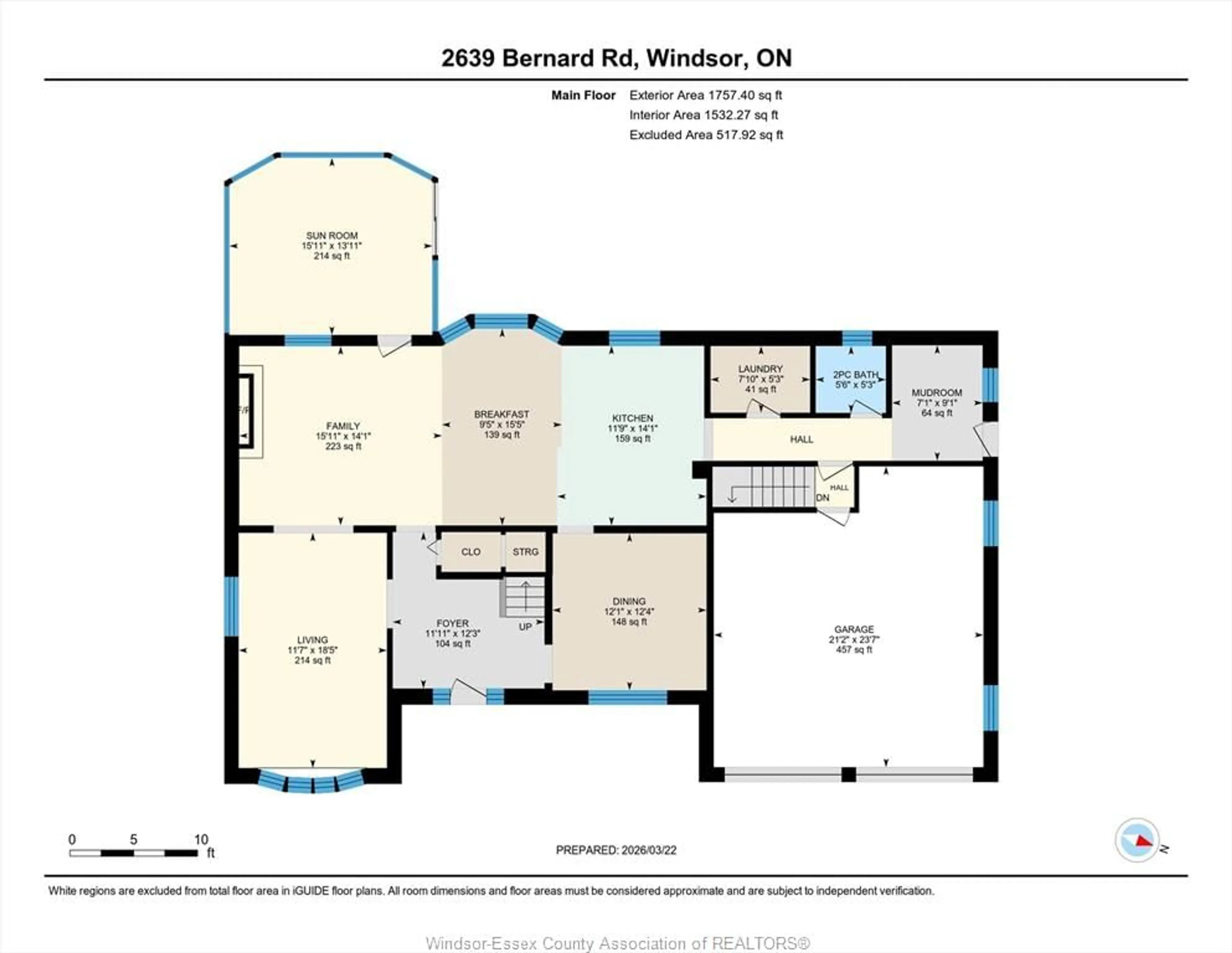 Floor plan for 2639 Bernard, Windsor Ontario N8W 4S5