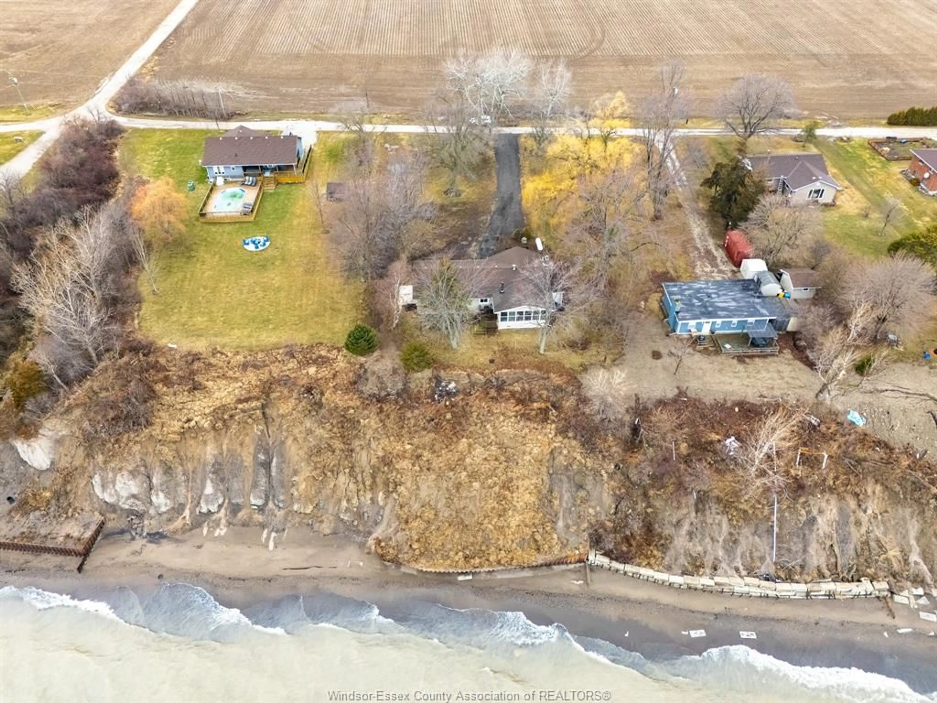 A pic from outside/outdoor area/front of a property/back of a property/a pic from drone, water/lake/river/ocean view for 1956 Ocean Blvd, Wheatley Ontario N0P 2P0