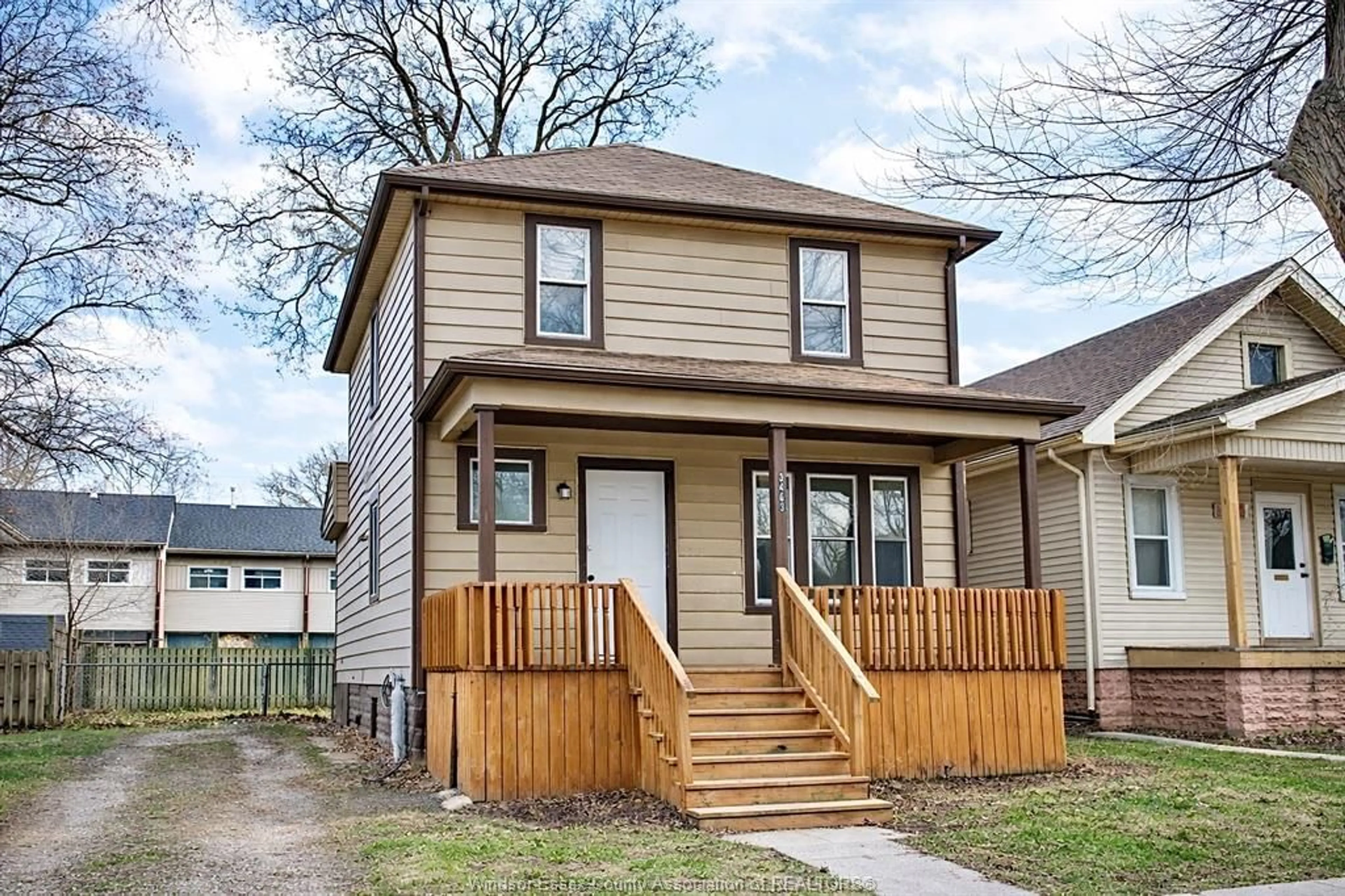 Home with vinyl exterior material, street for 3463 HARRIS St, Windsor Ontario N9C 1N6